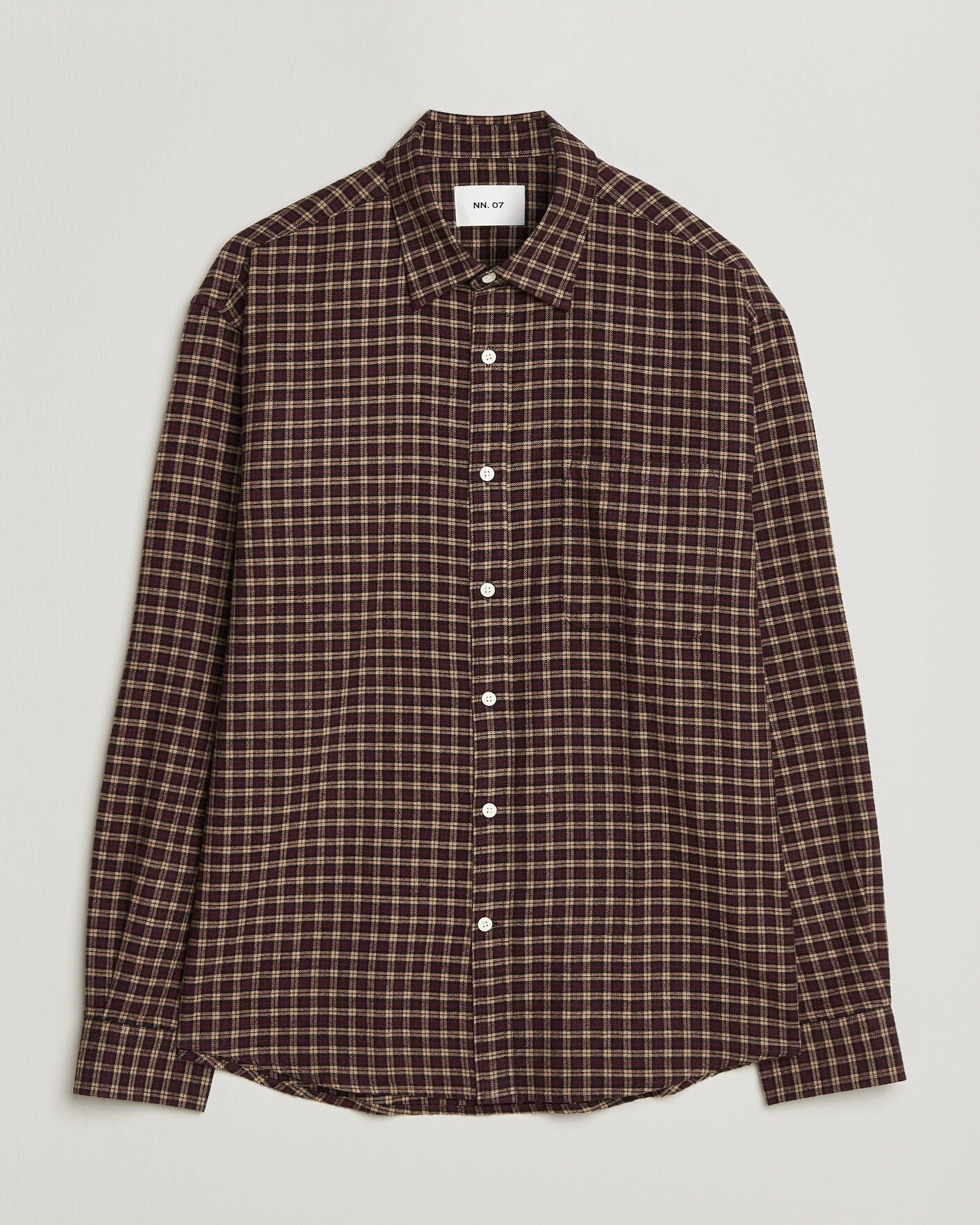 Men | Shirts | NN07 | Deon Flannel Shirt Bordeaux Check