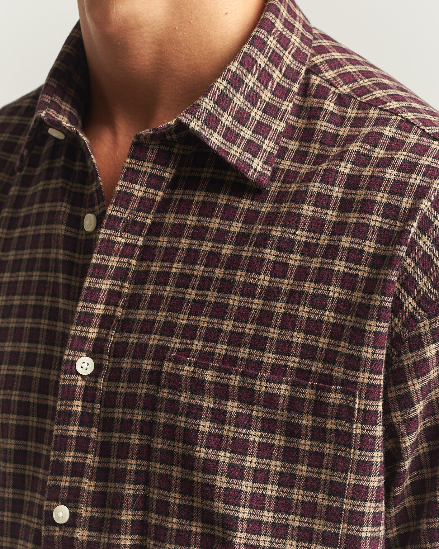 Men | Shirts | NN07 | Deon Flannel Shirt Bordeaux Check