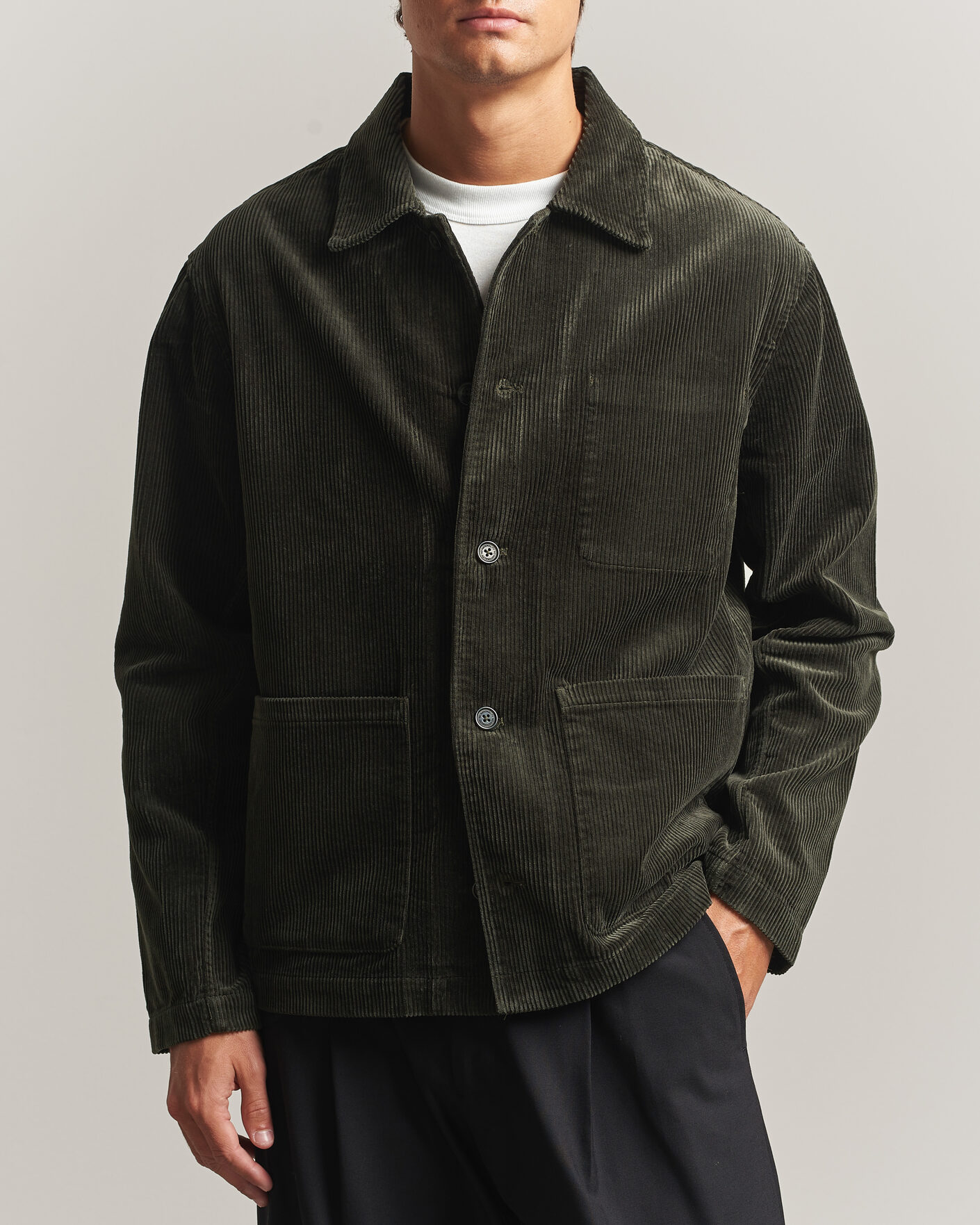 Men | Shirts | NN07 | Morgan Corduroy Overshirt Dark Army