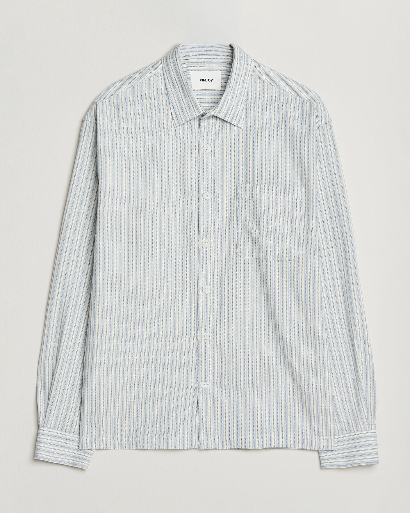 Men | Shirts | NN07 | Deon Brushed Cotton Striped Shirt Blue