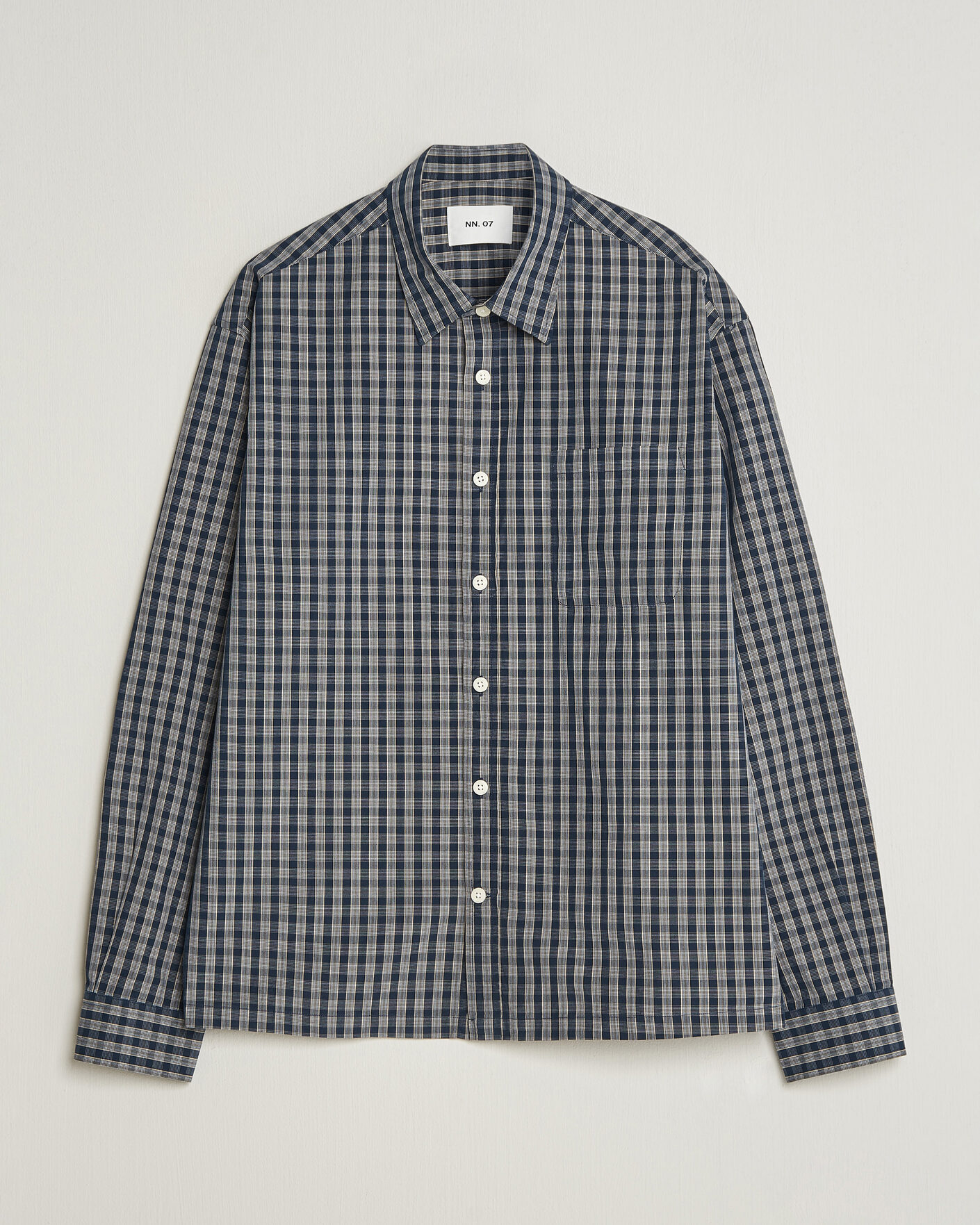 Men | Shirts | NN07 | Deon Brushed Cotton Checked Shirt Navy Blue