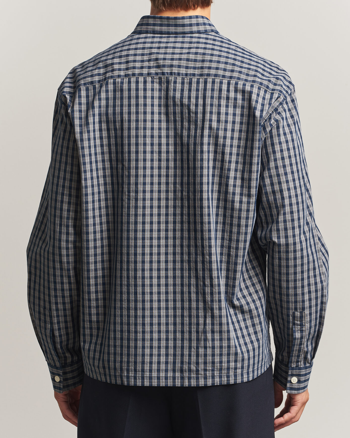 Men | Shirts | NN07 | Deon Brushed Cotton Checked Shirt Navy Blue