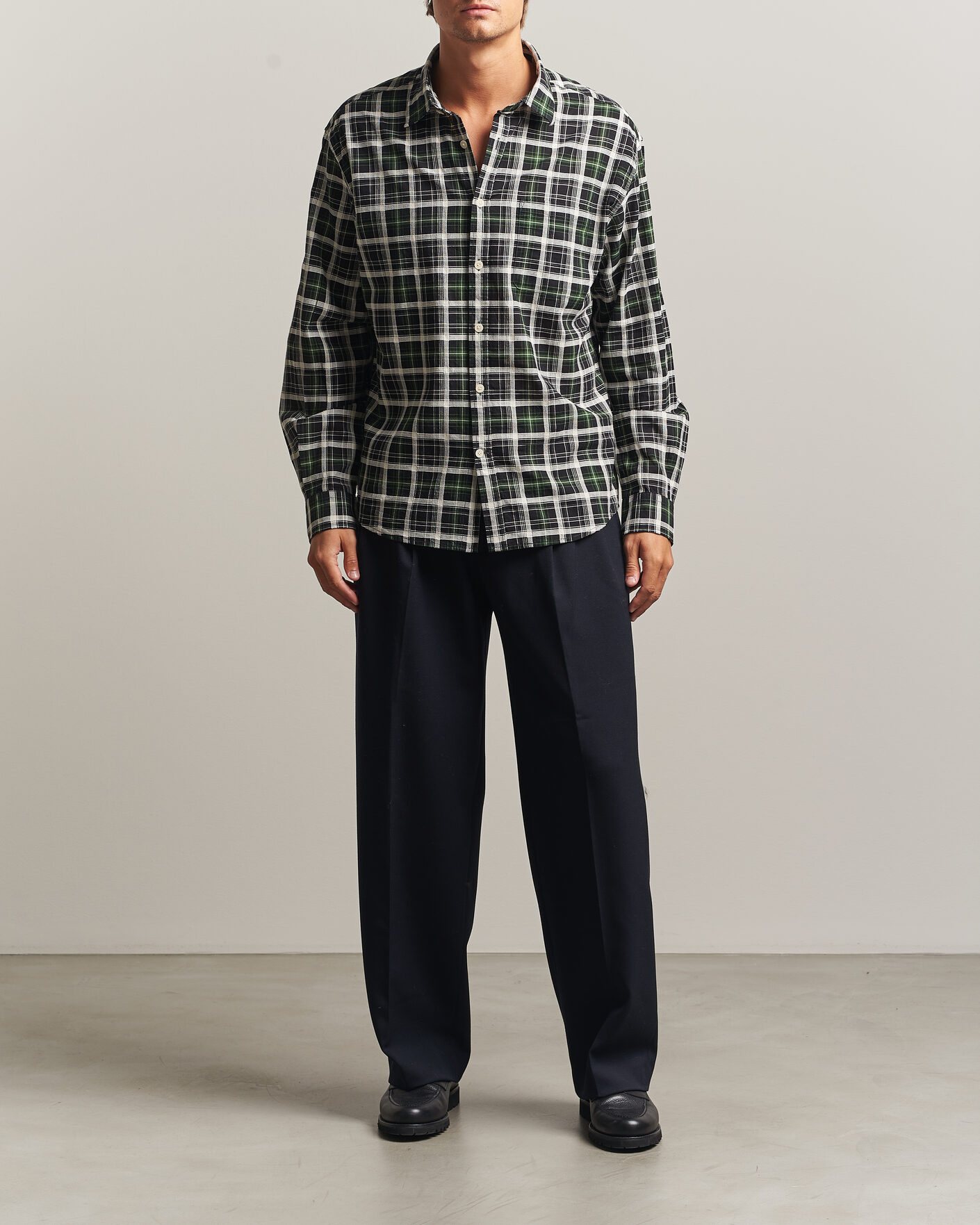 Men | Shirts | NN07 | Deon Cotton Checked Shirt Fern Green
