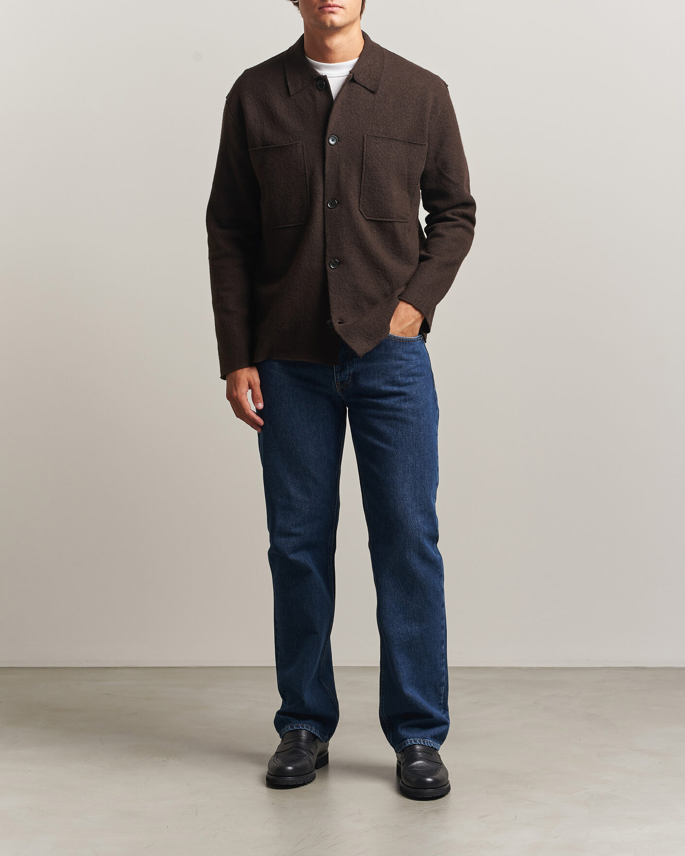 Men | Sweaters & Knitwear | NN07 | Jonas Boiled Wool Cardigan Deep Truffle