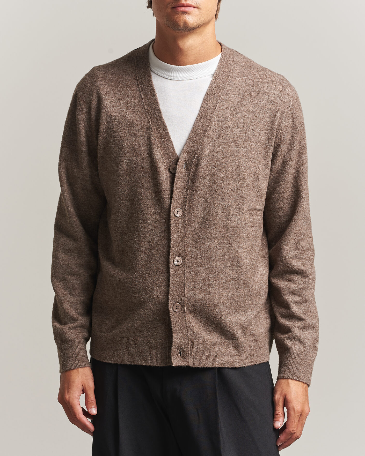 Men | Sweaters & Knitwear | NN07 | Gavin Brushed Wool Knitted Cardigan Desert Clay