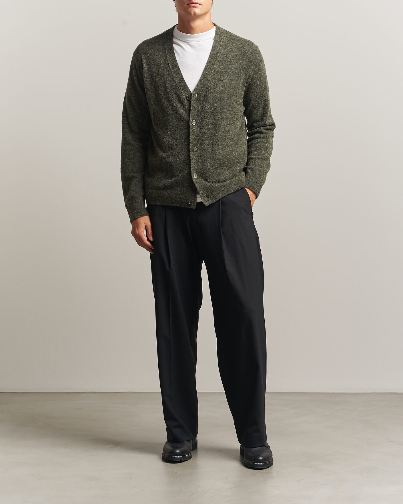 Men | Sweaters & Knitwear | NN07 | Gavin Brushed Wool Knitted Cardigan Dark Army