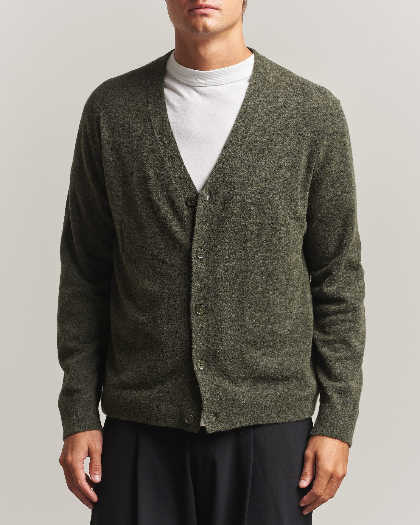 Men | Sweaters & Knitwear | NN07 | Gavin Brushed Wool Knitted Cardigan Dark Army