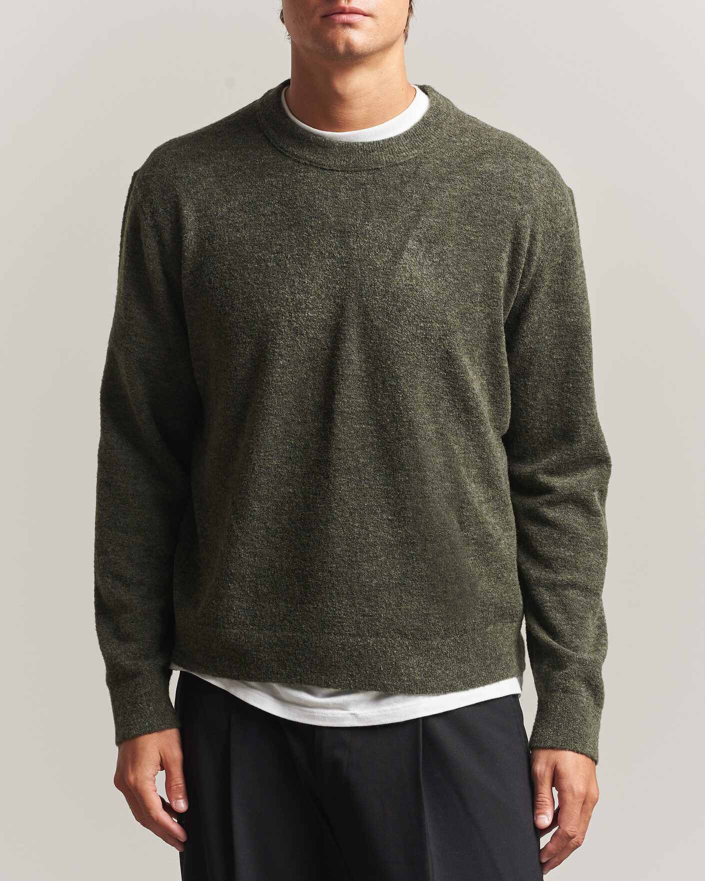 Men | Sweaters & Knitwear | NN07 | Gavin Brushed Wool Knitted Sweater Dark Army