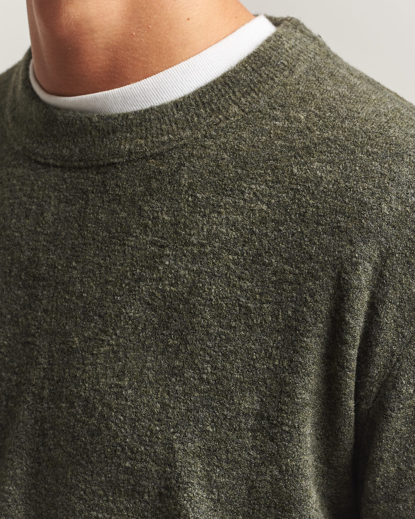 Men | Sweaters & Knitwear | NN07 | Gavin Brushed Wool Knitted Sweater Dark Army