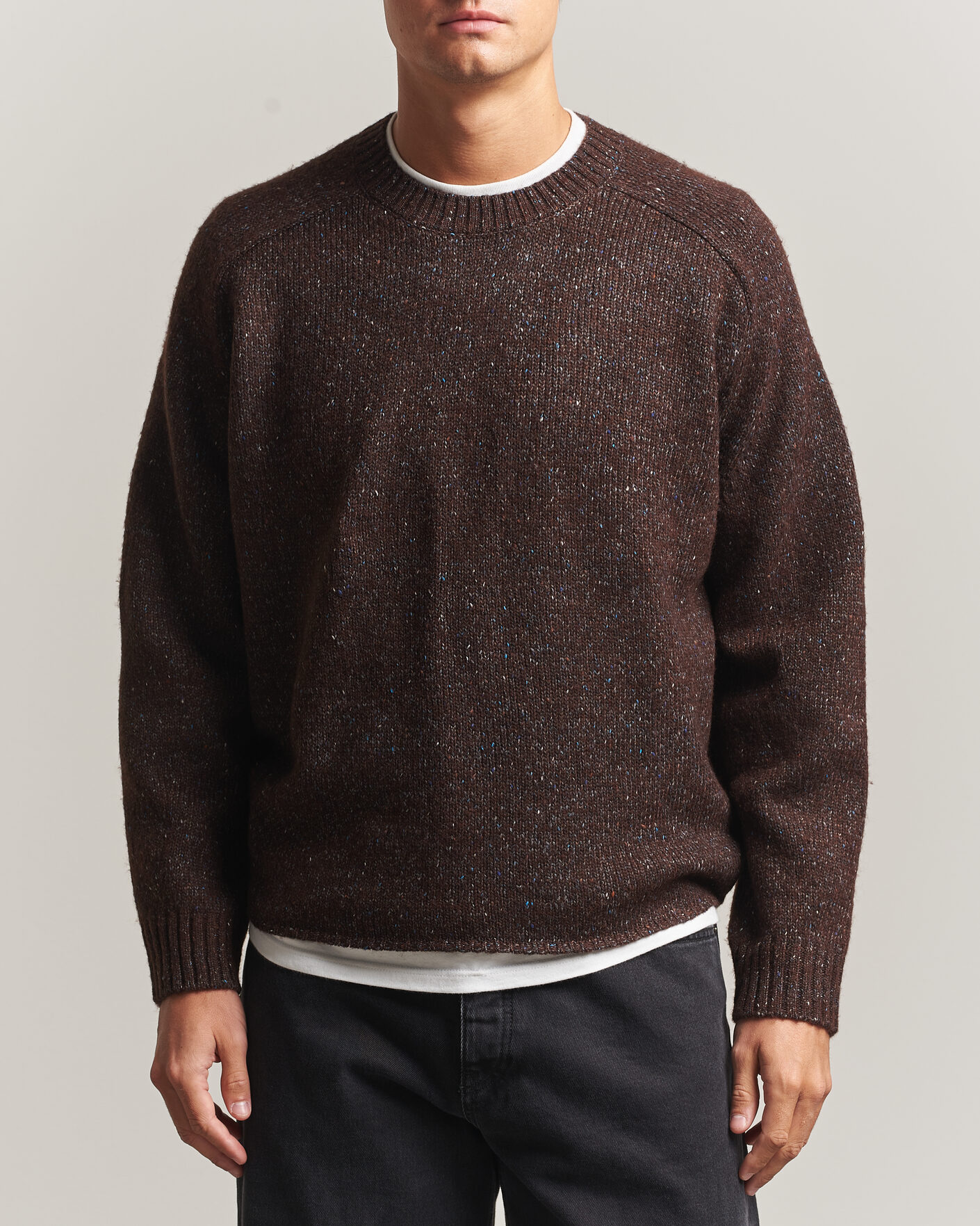 NN07 Jim Neps Wool Knitted Sweater Deep Truffle at CareOfCarl.com