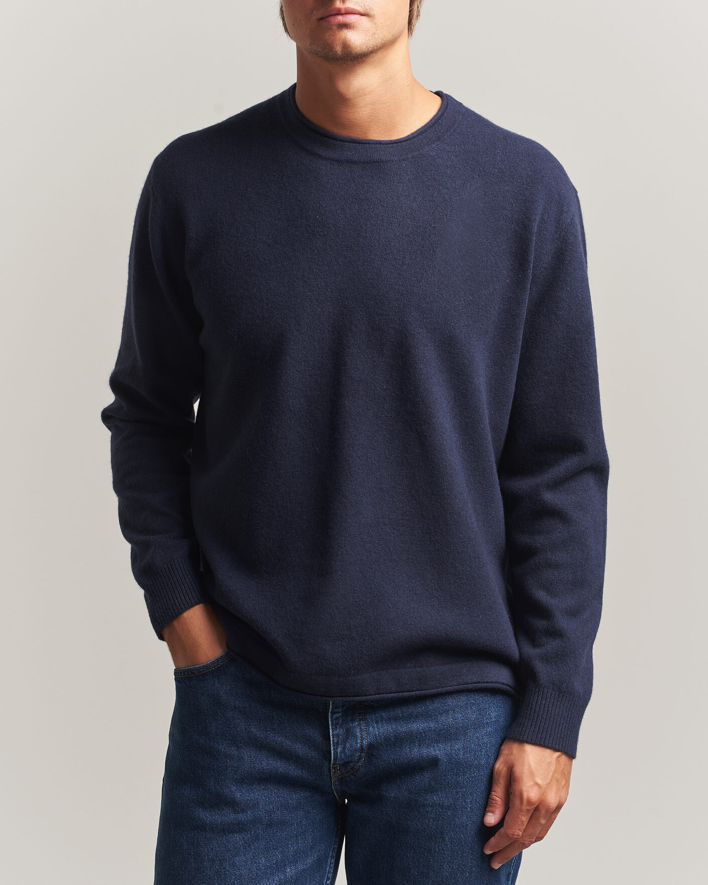 Men | Sweaters & Knitwear | NN07 | Sammy Wool Knitted Sweater Navy Melange