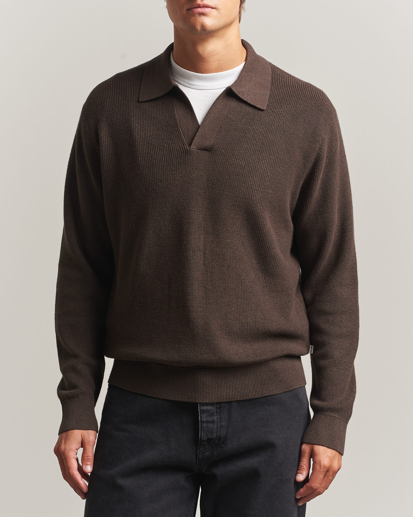 Men | Sweaters & Knitwear | NN07 | Hope Cotton/Cashmere Rib Knitted Polo Brown
