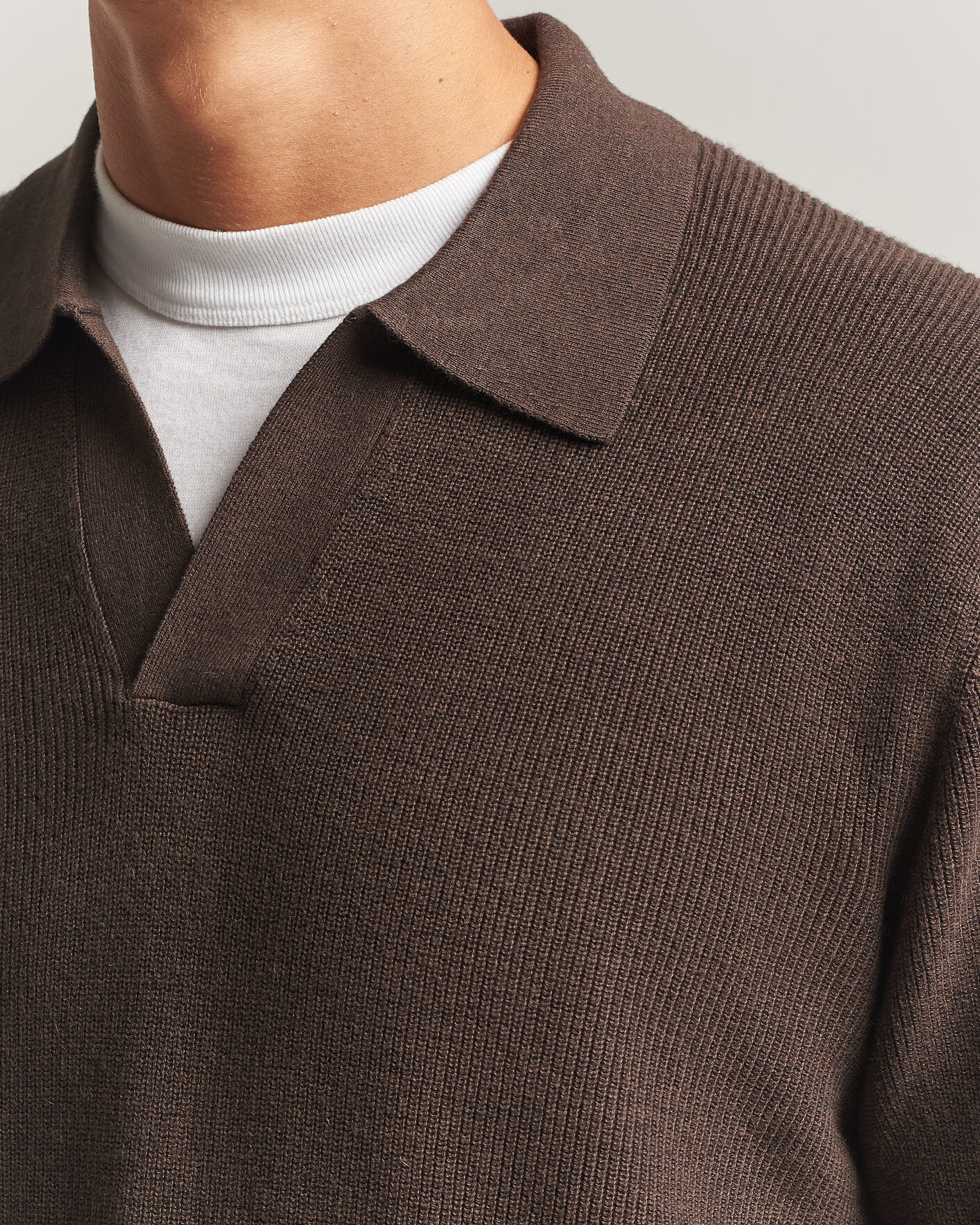 Men | Sweaters & Knitwear | NN07 | Hope Cotton/Cashmere Rib Knitted Polo Brown