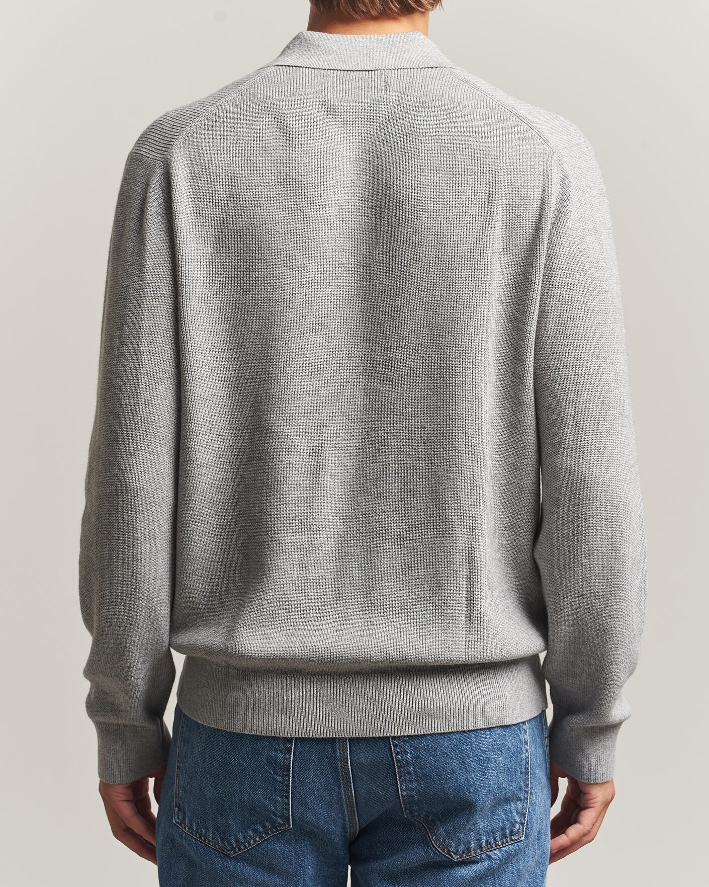 Men | Sweaters & Knitwear | NN07 | Hope Cotton/Cashmere Rib Knitted Polo Grey