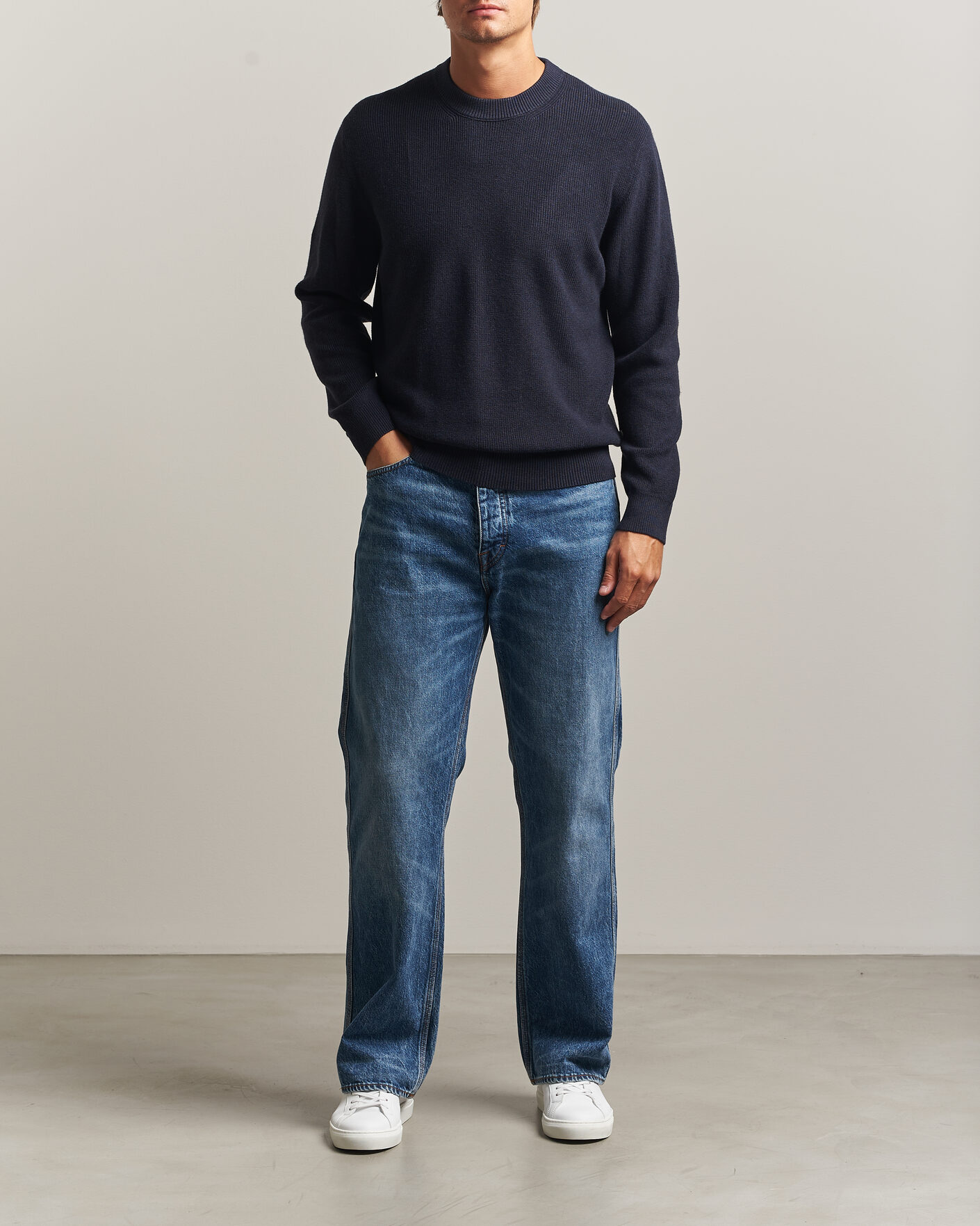 Men | Sweaters & Knitwear | NN07 | Hope Cotton/Cashmere Rib Knitted Sweater Navy