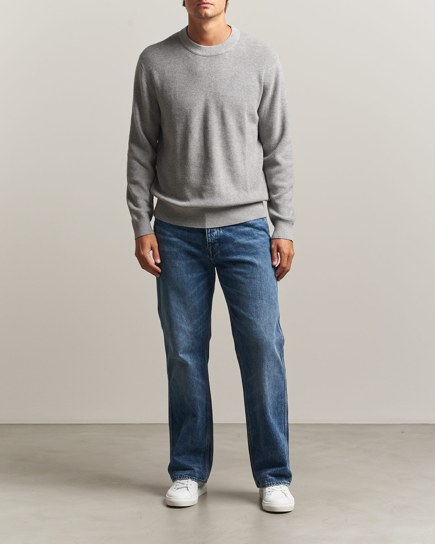 Men | Sweaters & Knitwear | NN07 | Hope Cotton/Cashmere Rib Knitted Sweater Grey