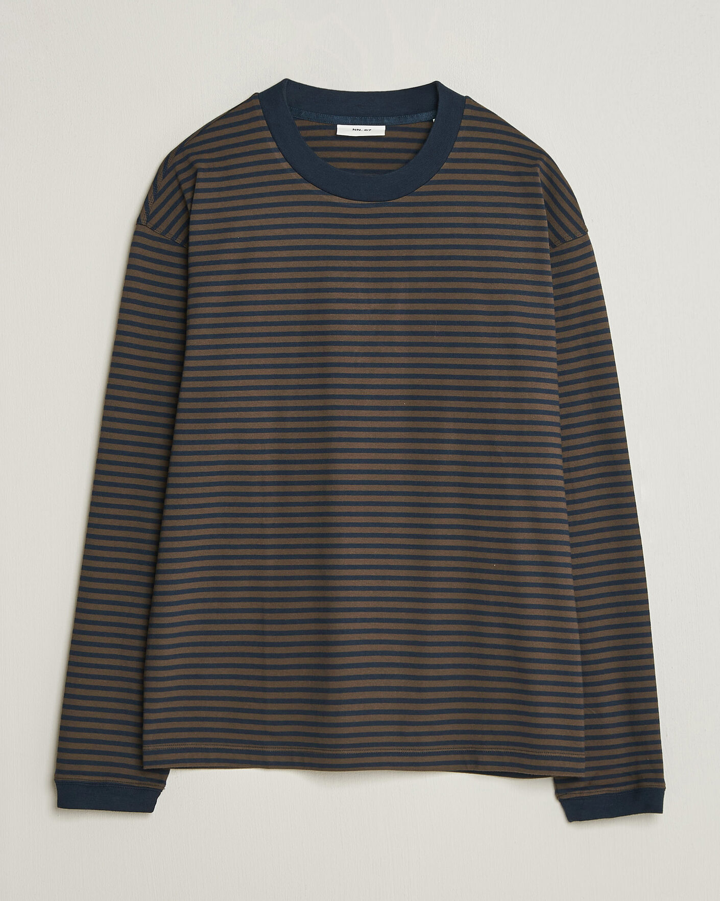 Men | T-Shirts | NN07 | Lionel Striped Long Sleeve T-Shirt Navy/Brown