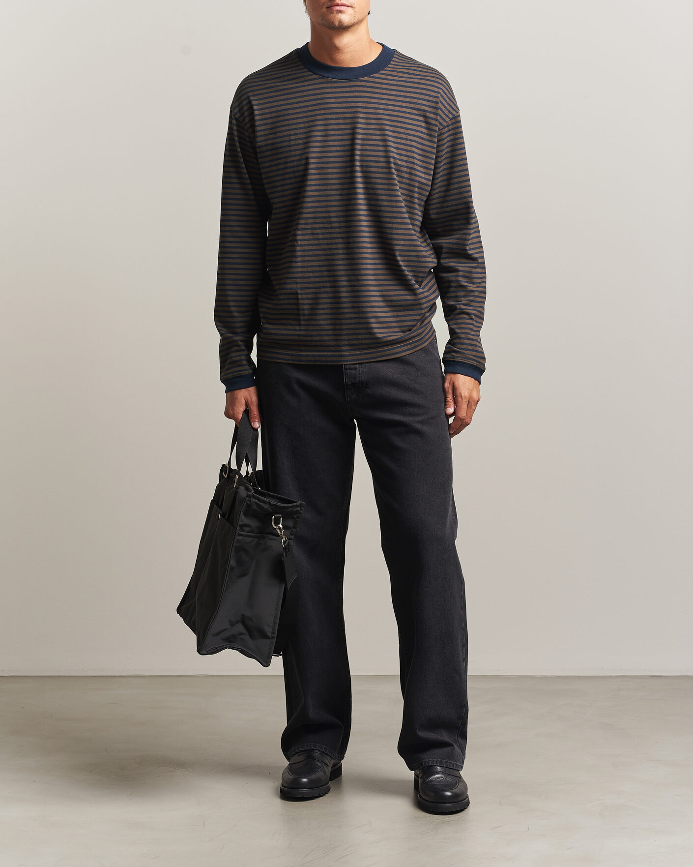 Men | T-Shirts | NN07 | Lionel Striped Long Sleeve T-Shirt Navy/Brown