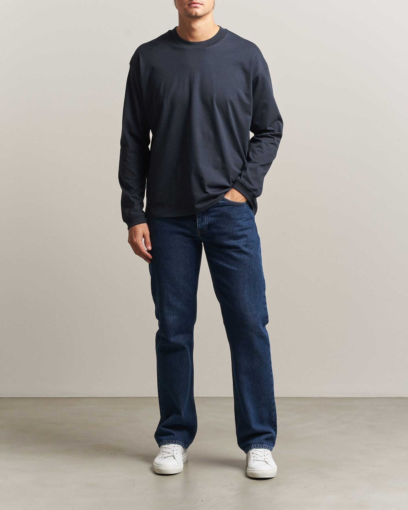 NN07 Lionel Suvin Cotton Long Sleeve T-Shirt Deep Navy at