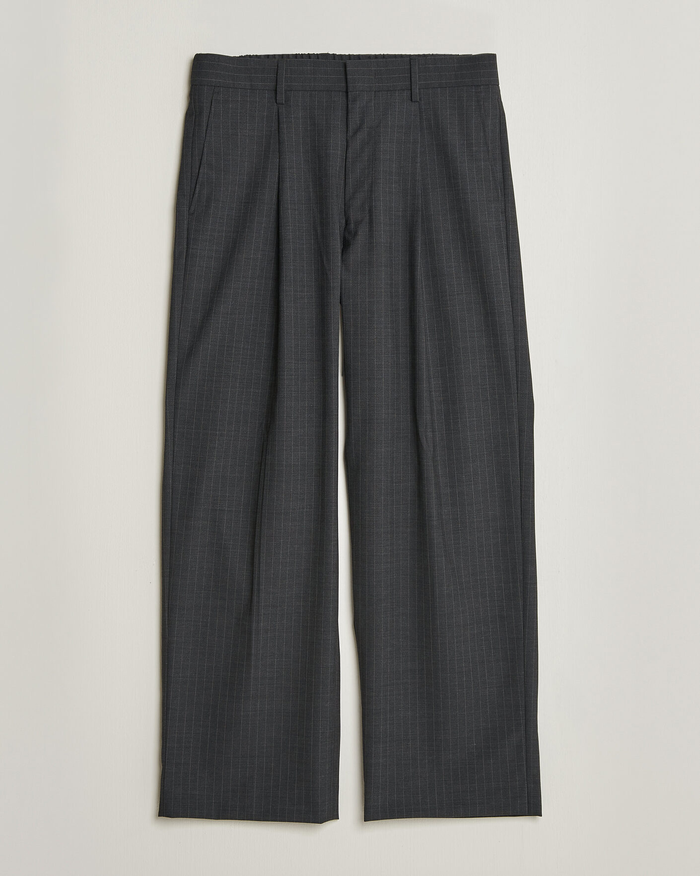 Men | Trousers | NN07 | Kay Wool Pinstriped Trousers Dark Grey