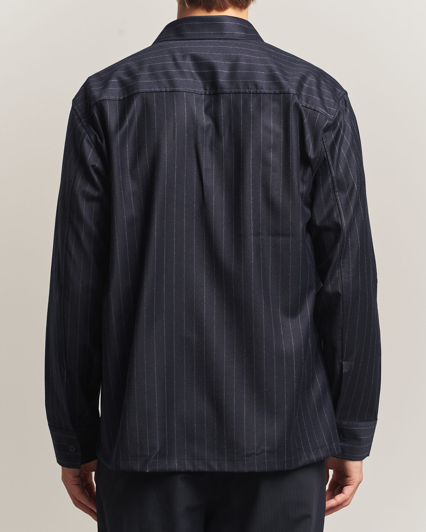 NN07 Freddy Wool Pinstriped Overshirt Navy at CareOfCarl.com