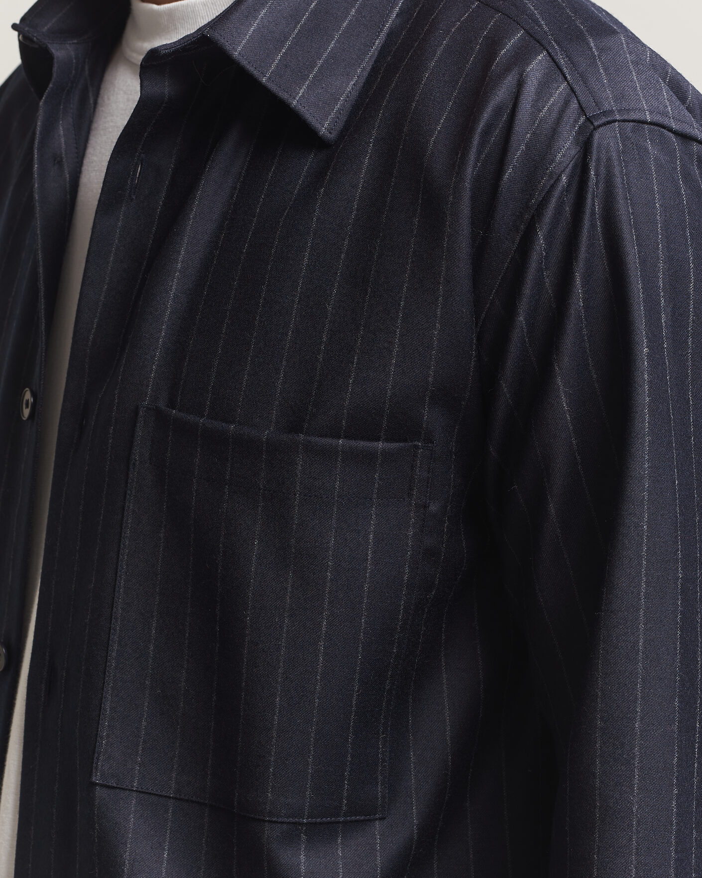 Men | Shirts | NN07 | Freddy Wool Pinstriped Overshirt Navy