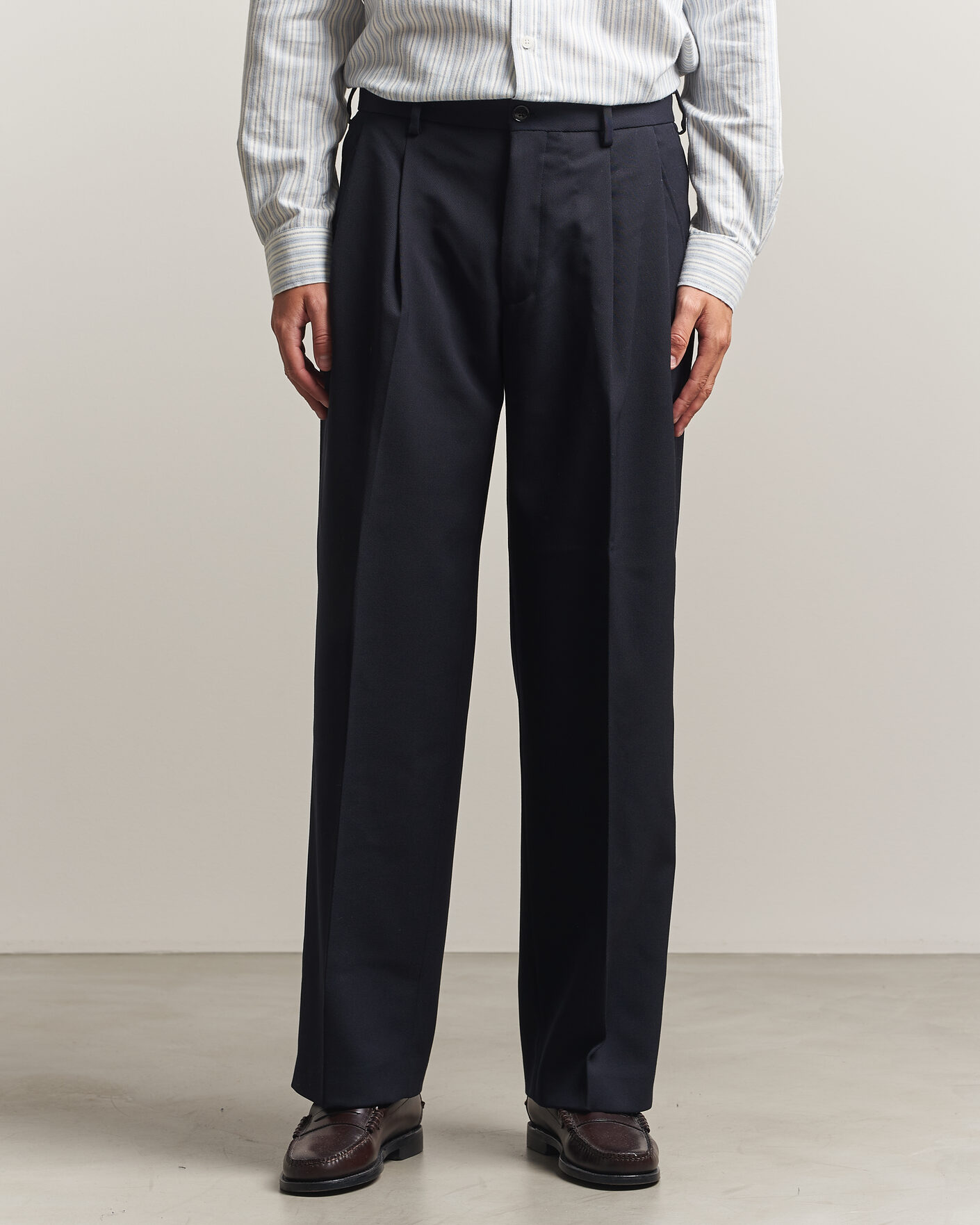 Men | Trousers | NN07 | Justin Wool Pleated Suit Trousers Deep Navy