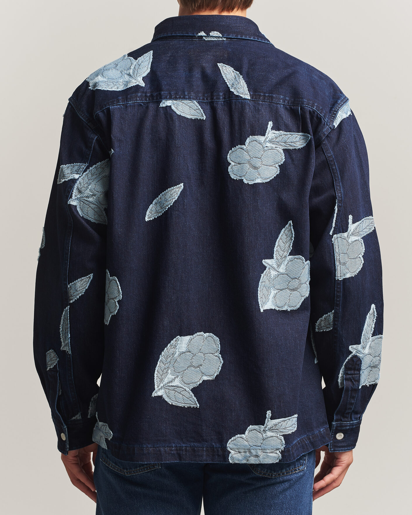 Men | Shirts | NN07 | Adwin Fil‑coupé Jacquard Denim Overshirt Dark Blue