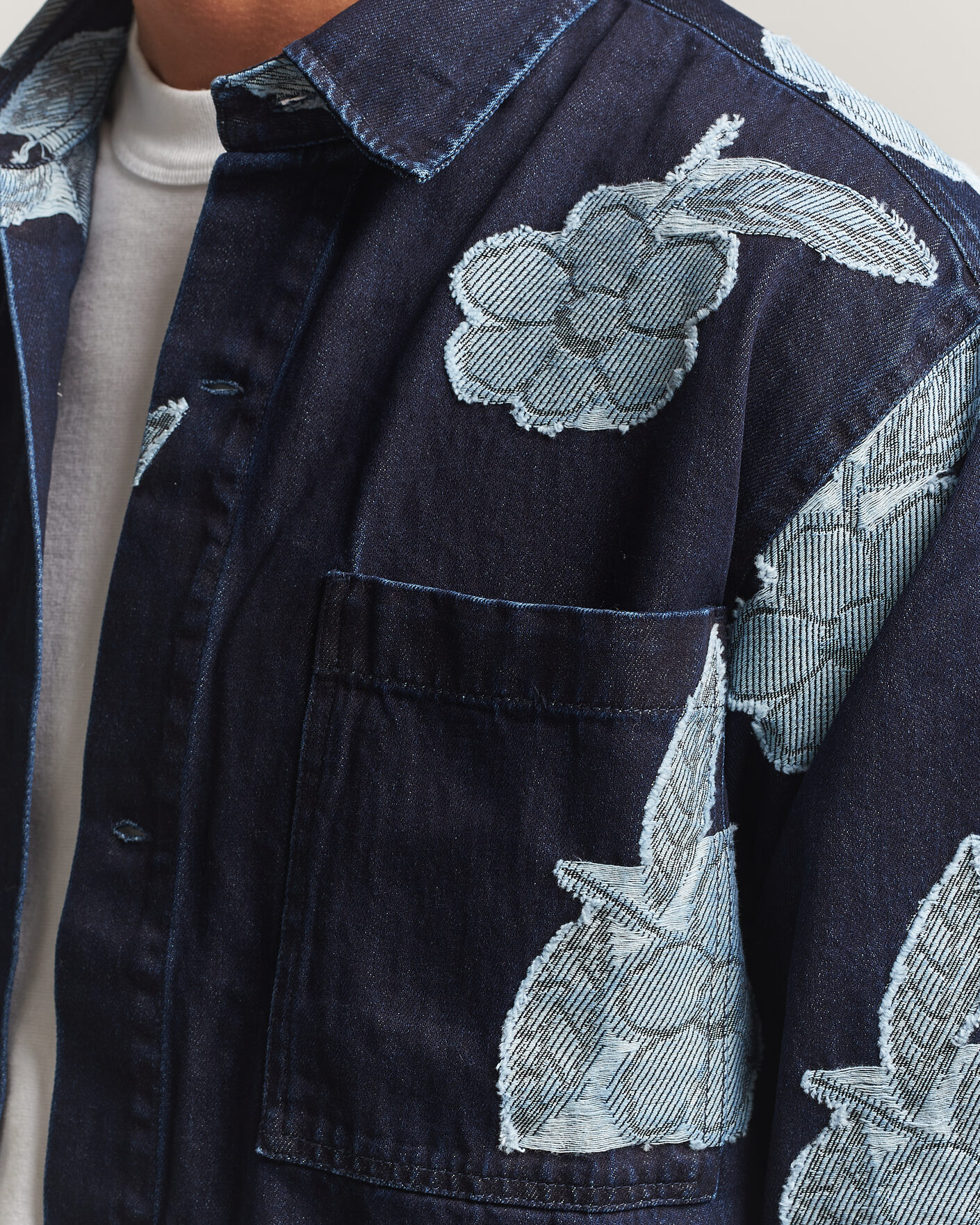 Men | Shirts | NN07 | Adwin Fil‑coupé Jacquard Denim Overshirt Dark Blue