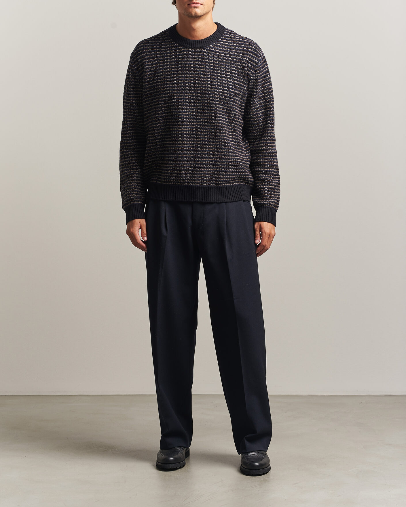 Men | Sweaters & Knitwear | NN07 | Russell Cotton/Wool Structured Sweater Navy Blue