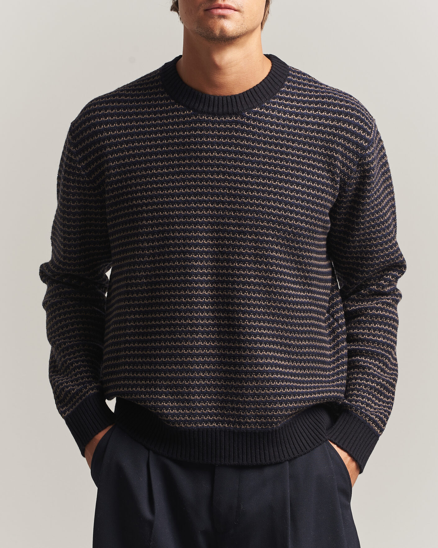 Men | Sweaters & Knitwear | NN07 | Russell Cotton/Wool Structured Sweater Navy Blue