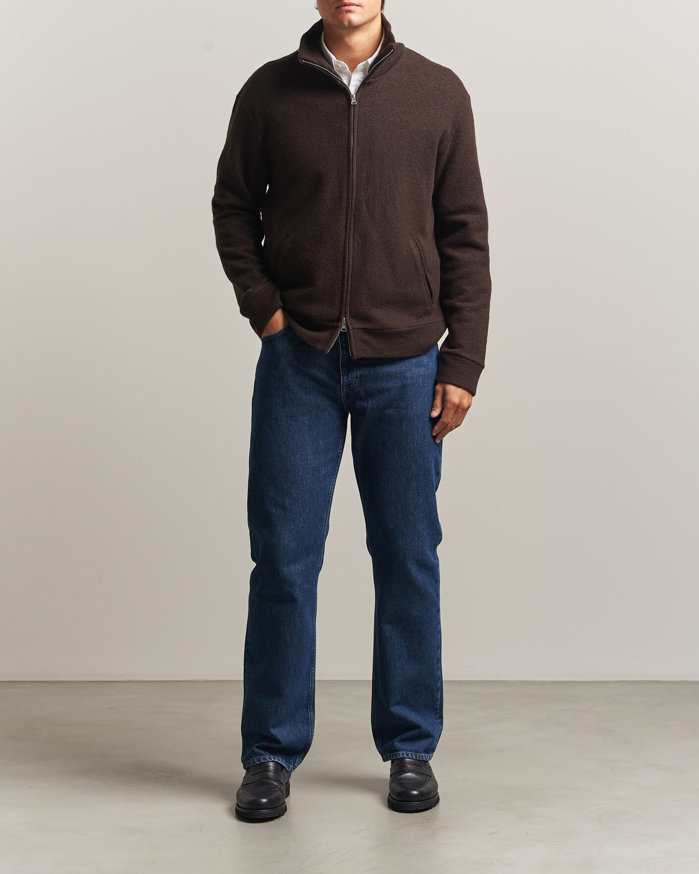 Men | Sweaters & Knitwear | NN07 | Soft Boiled Wool Full Zip Deep Truffle