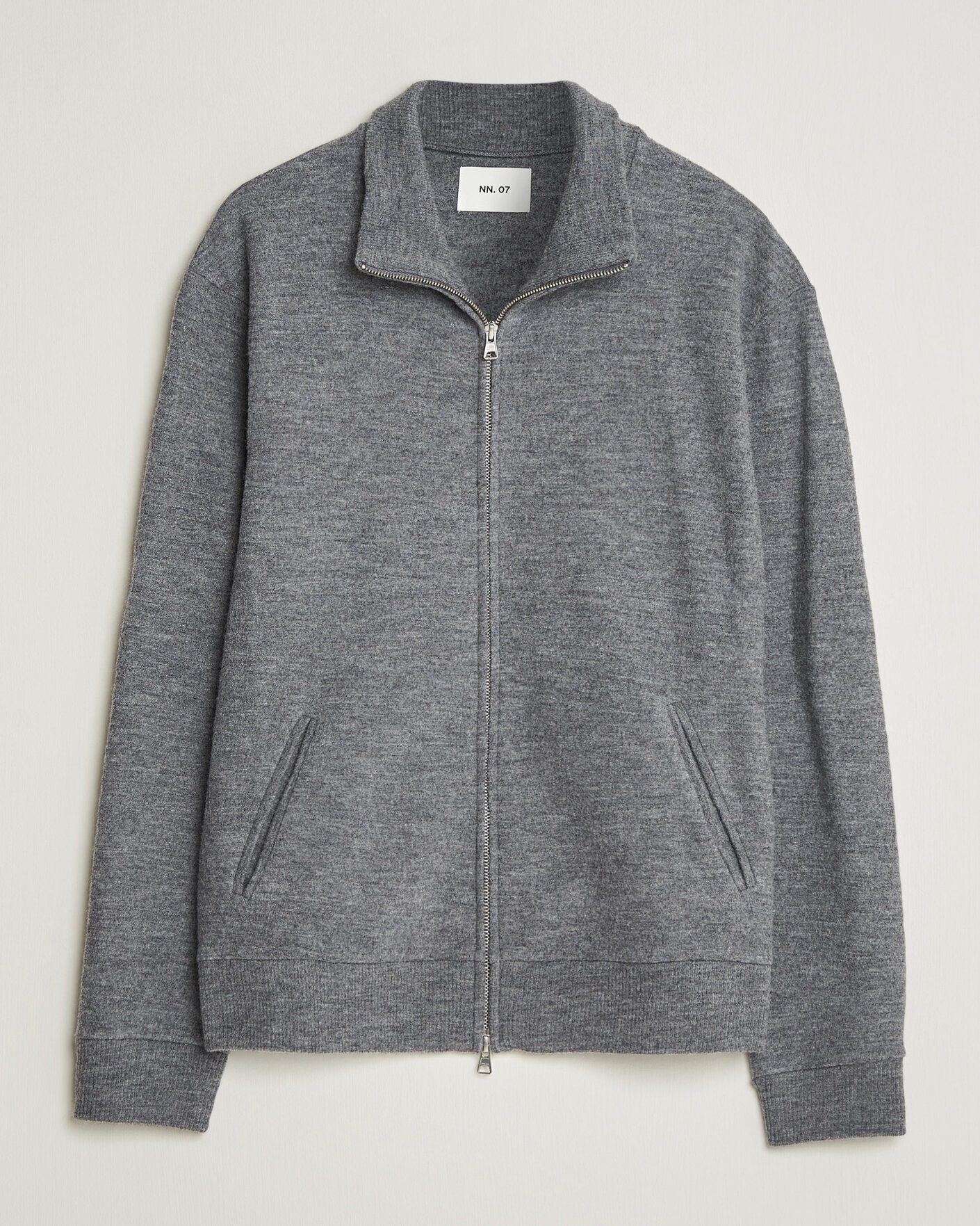 Men | Sweaters & Knitwear | NN07 | Soft Boiled Wool Full Zip Dark Grey Melange