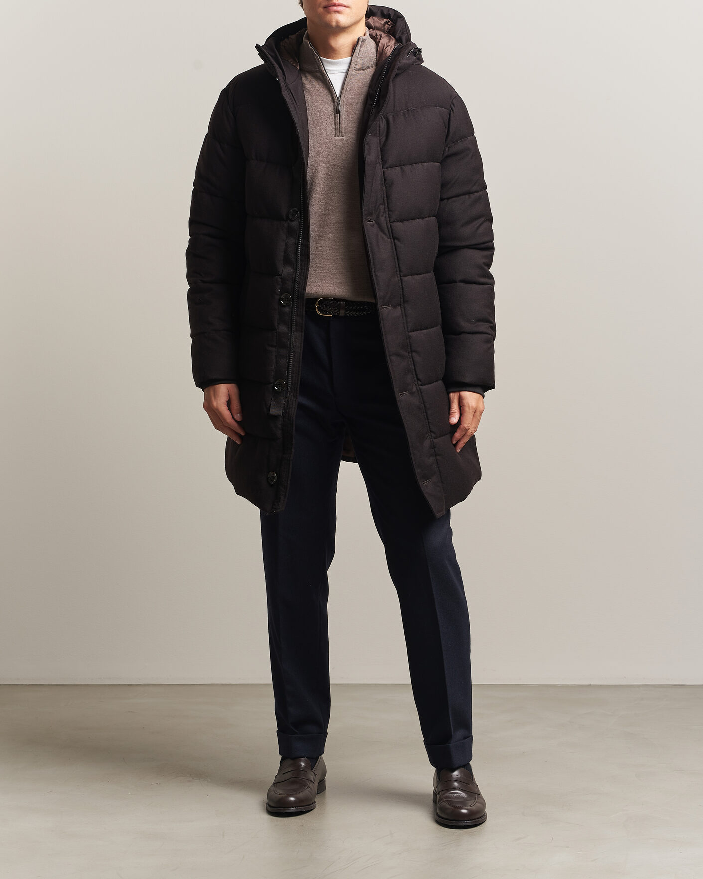 Men | Coats & Jackets | Oscar Jacobson | Padded Flannel Parka Brown