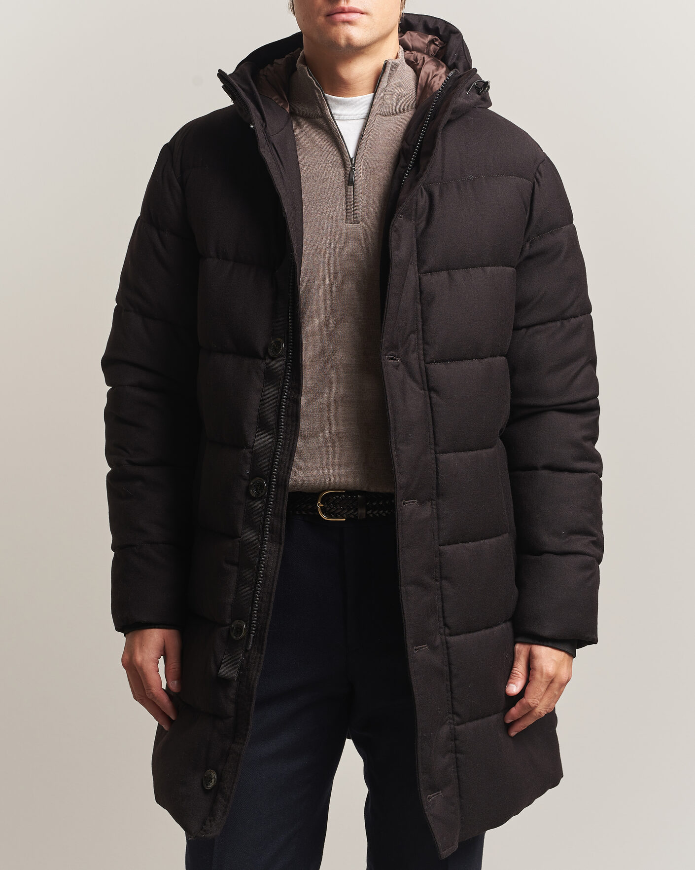Men | Coats & Jackets | Oscar Jacobson | Padded Flannel Parka Brown