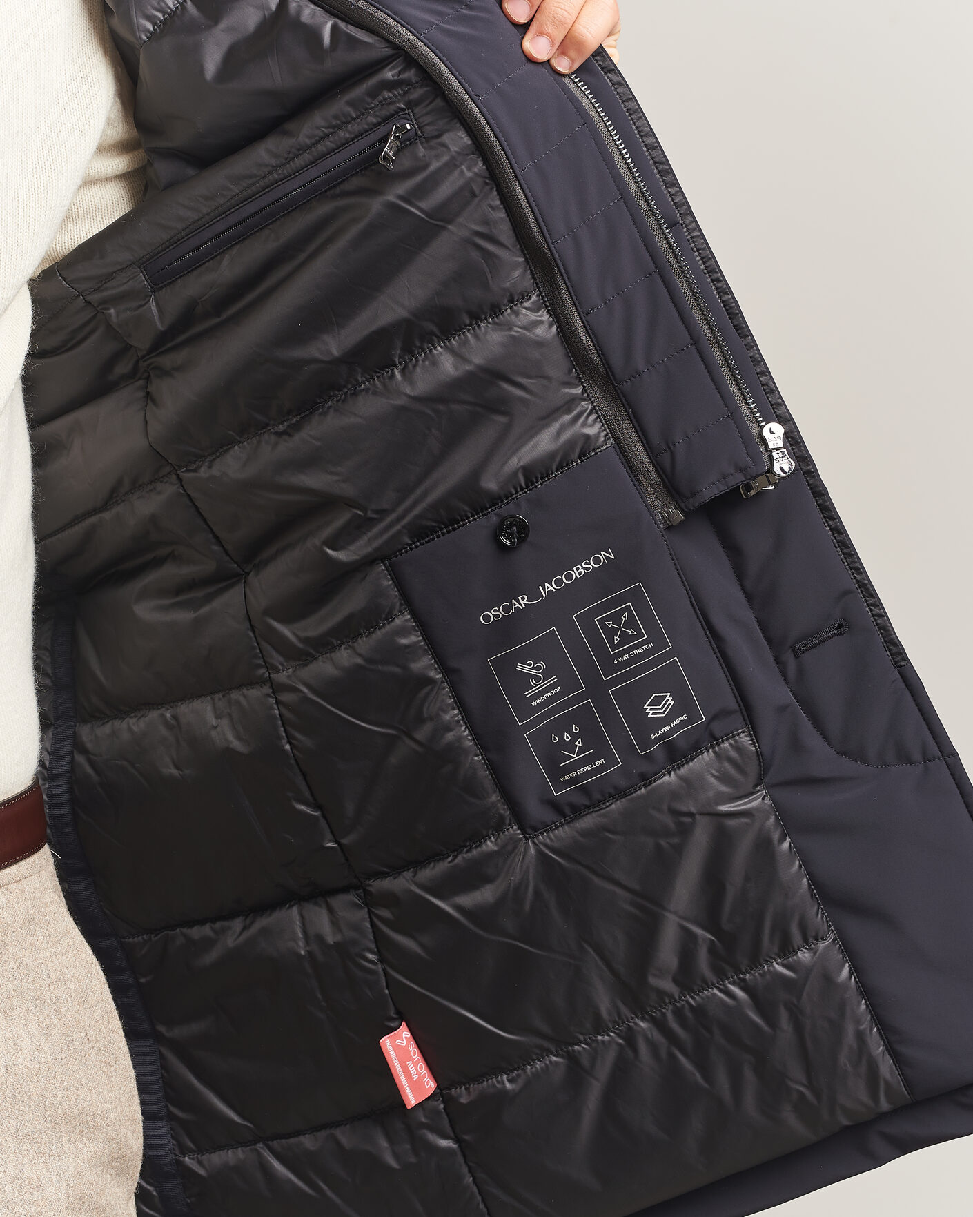 Men | Coats & Jackets | Oscar Jacobson | Zipped Padded Car Coat Navy