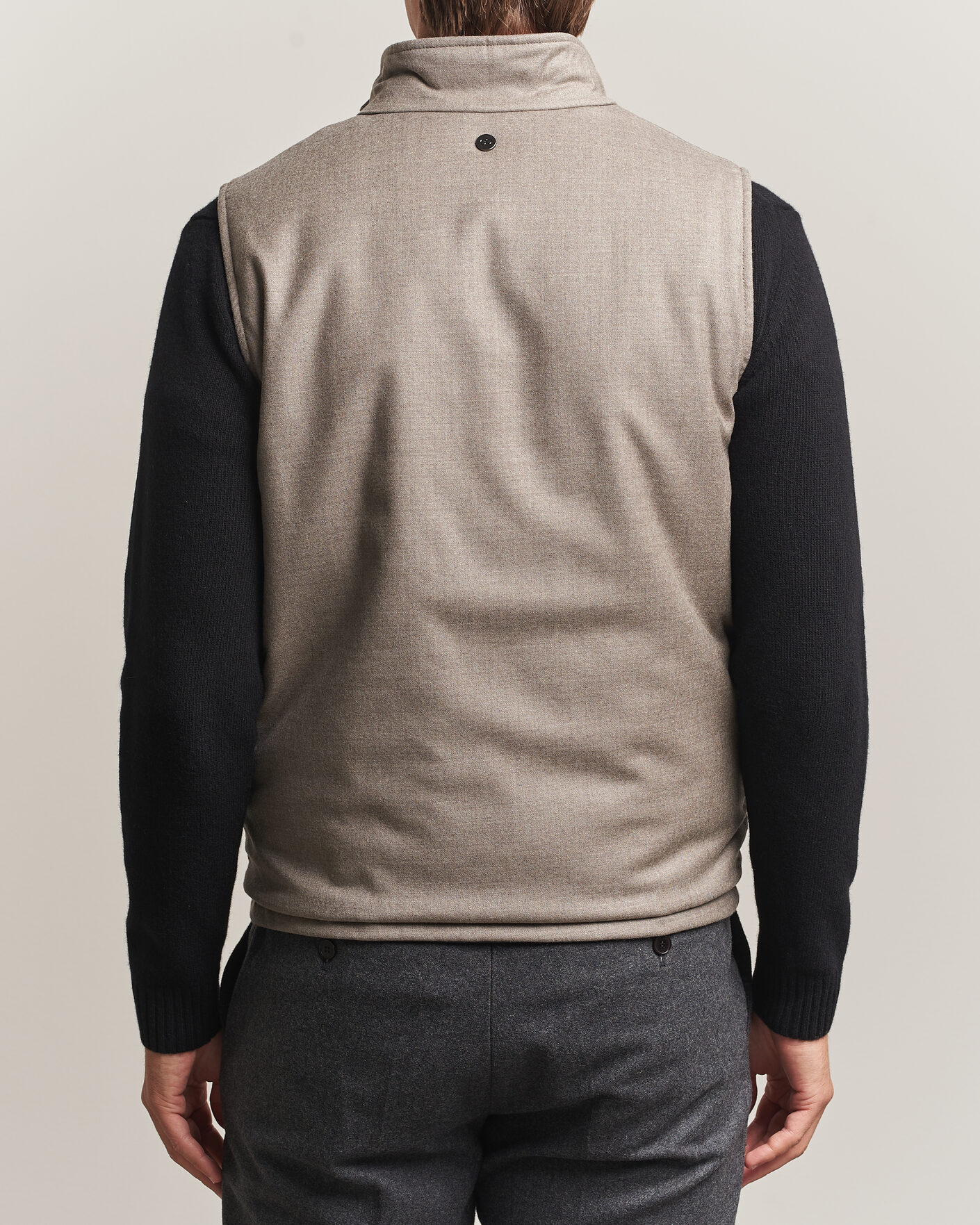 Men | Gilets | Oscar Jacobson | Nylon/Wool Reversible Vest Taupe