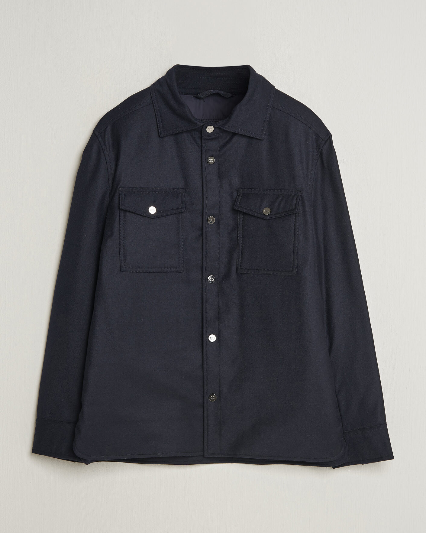 Men | Coats & Jackets | Oscar Jacobson | Nylon/Wool Padded Shirt Jacket Navy