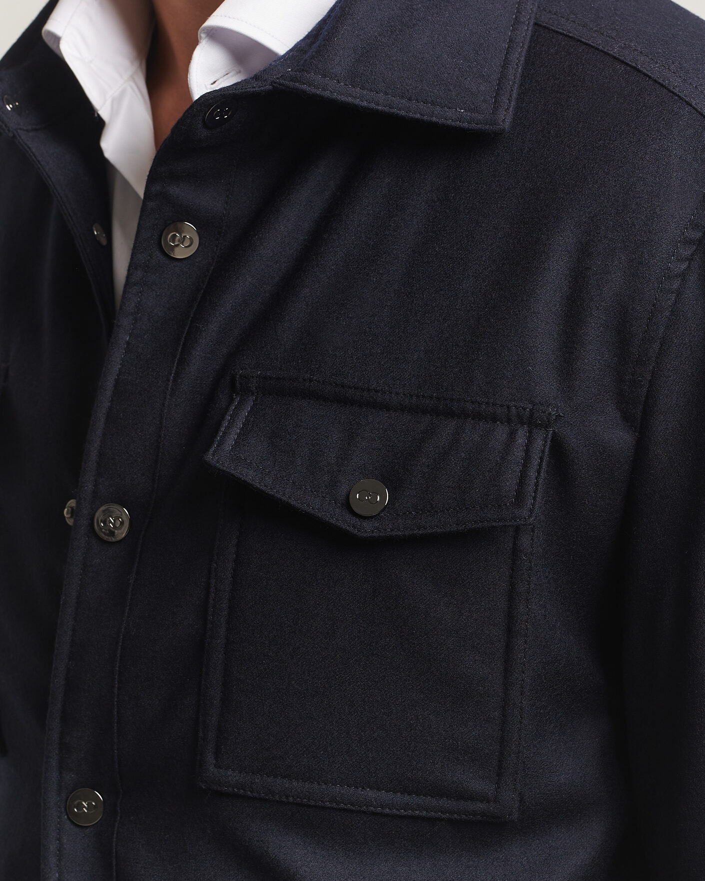 Men | Coats & Jackets | Oscar Jacobson | Nylon/Wool Padded Shirt Jacket Navy