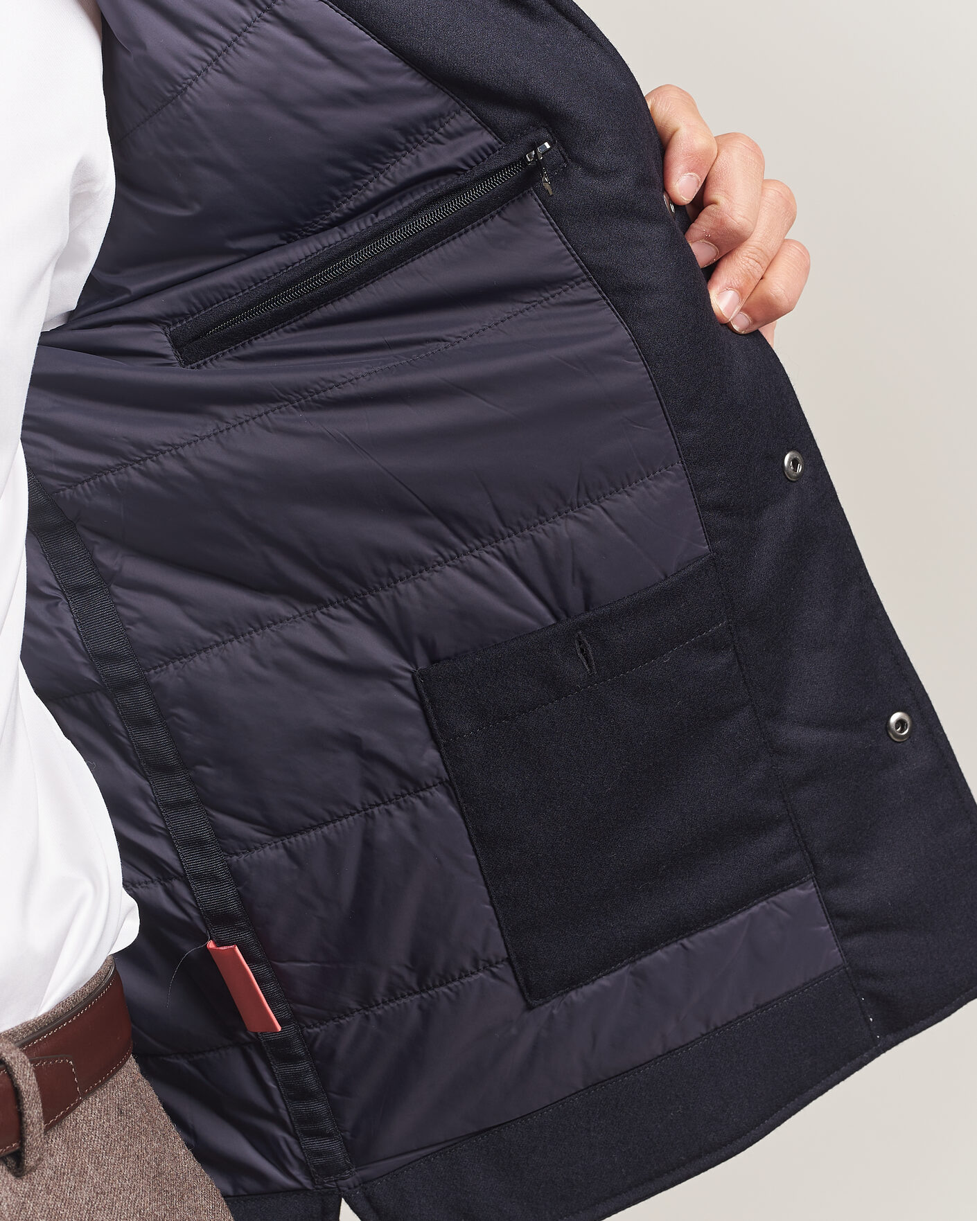 Men | Coats & Jackets | Oscar Jacobson | Nylon/Wool Padded Shirt Jacket Navy