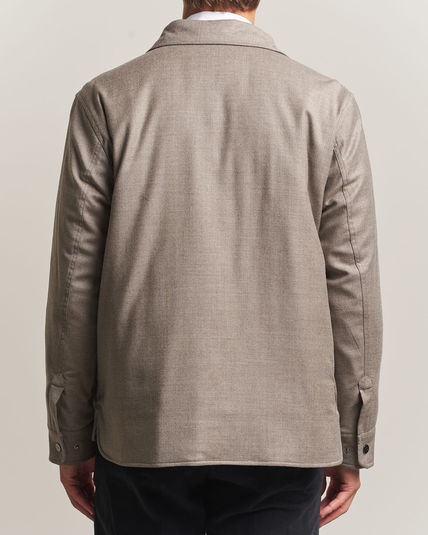Men | Coats & Jackets | Oscar Jacobson | Nylon/Wool Padded Shirt Jacket Taupe