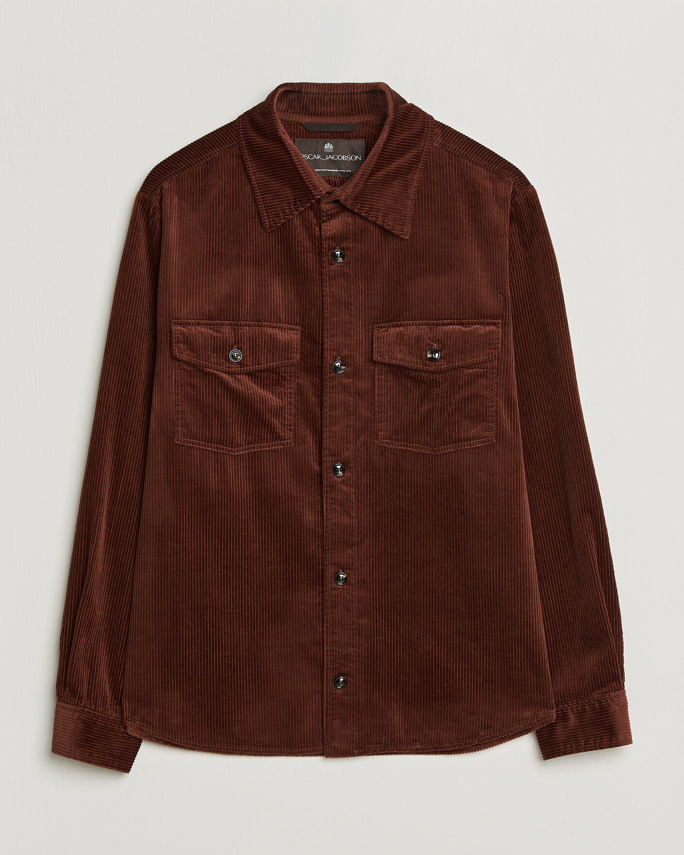 Men | Shirts | Oscar Jacobson | Magnus Cord Shirt Jacket Burgundy