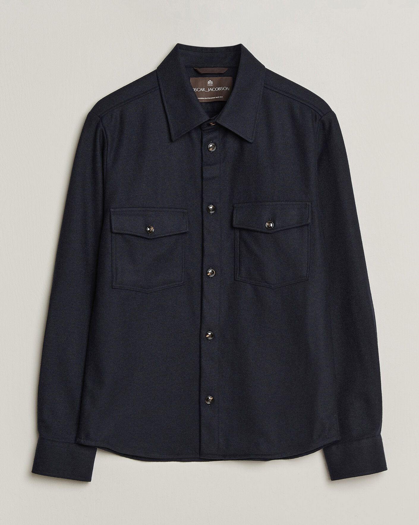 Men | Shirts | Oscar Jacobson | Magnus Wool Shirt Jacket Navy