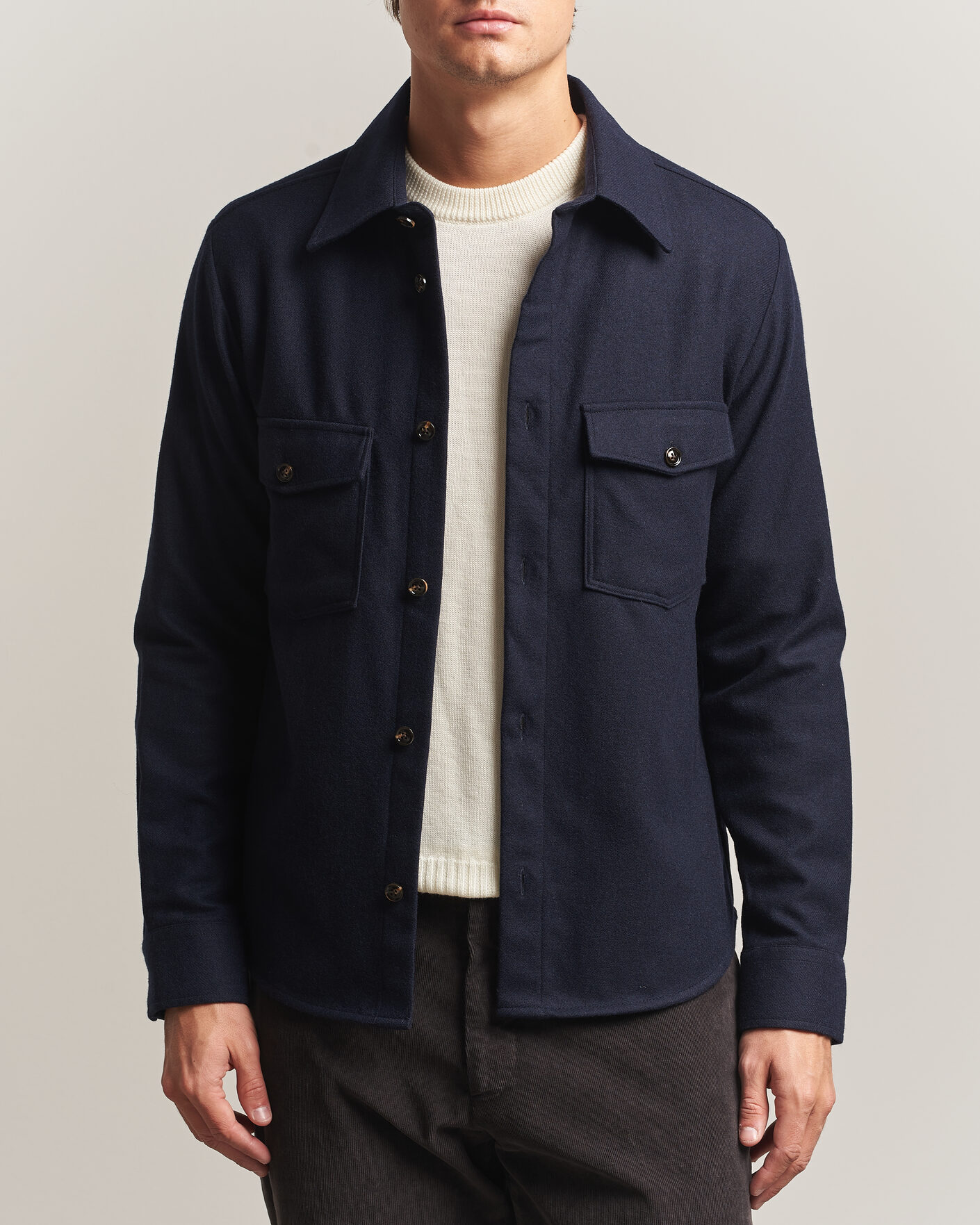 NN07 Freddy Wool Pinstriped Overshirt Navy at CareOfCarl.com