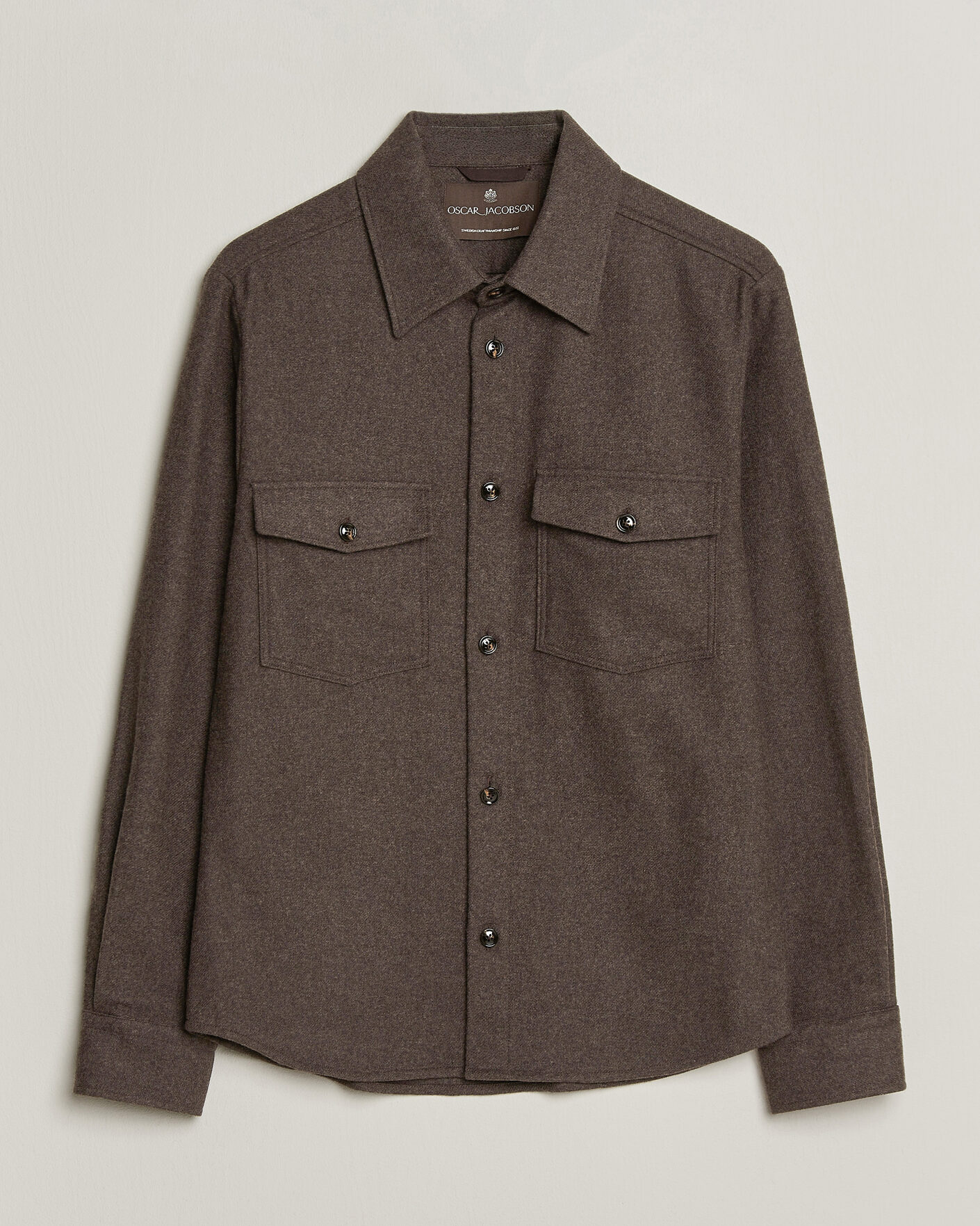 Men | Shirts | Oscar Jacobson | Magnus Wool Shirt Jacket Brown