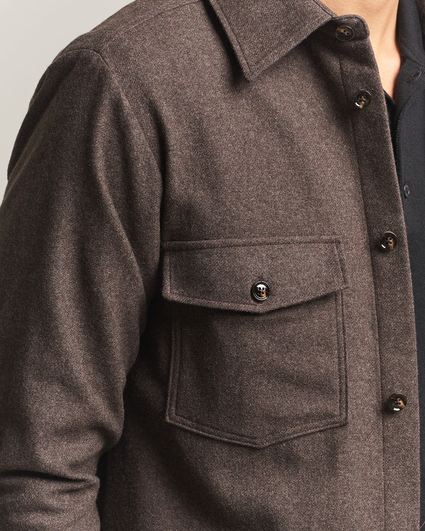 Men | Shirts | Oscar Jacobson | Magnus Wool Shirt Jacket Brown