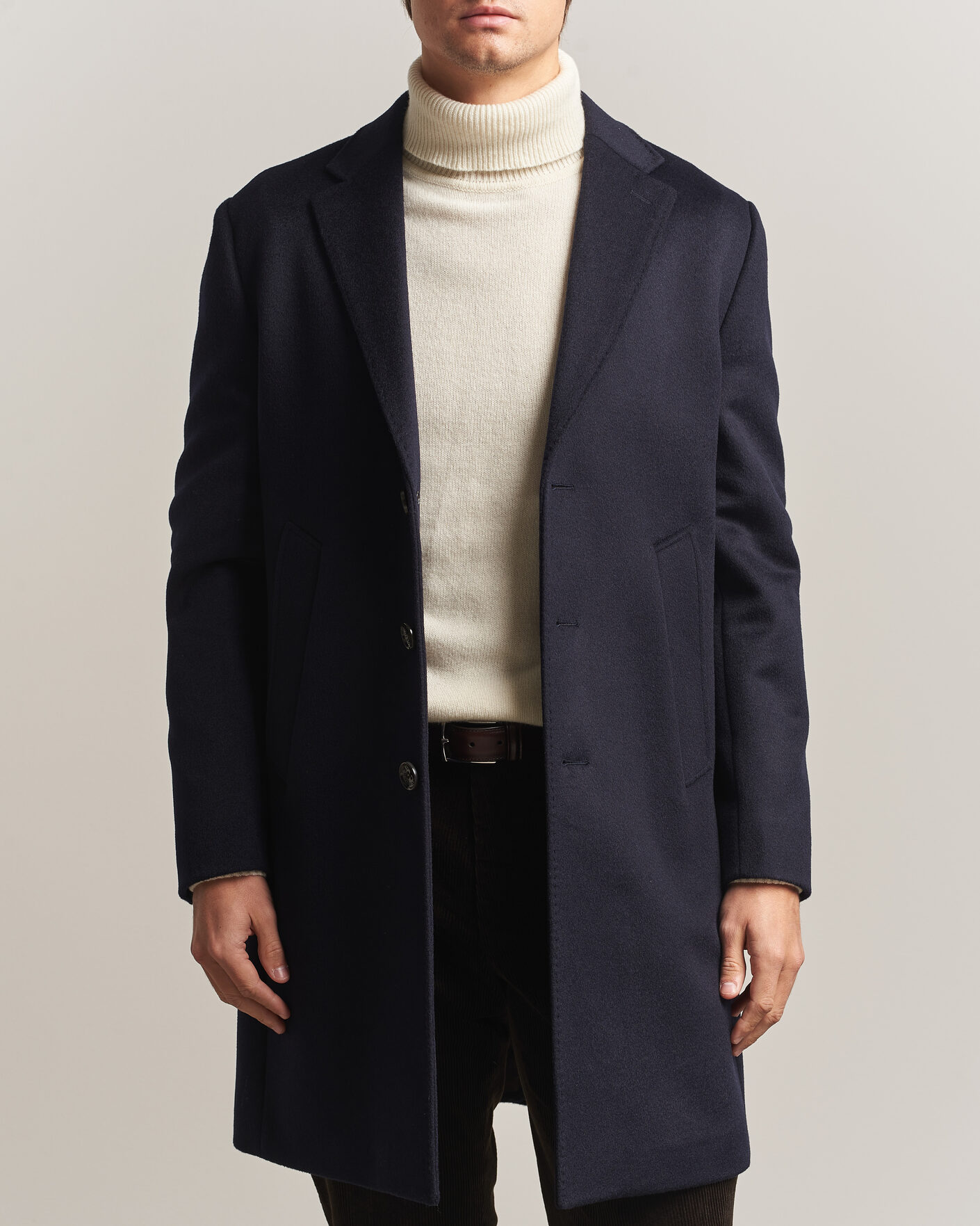 Men | Coats & Jackets | Oscar Jacobson | Single Breasted Wool Coat Navy