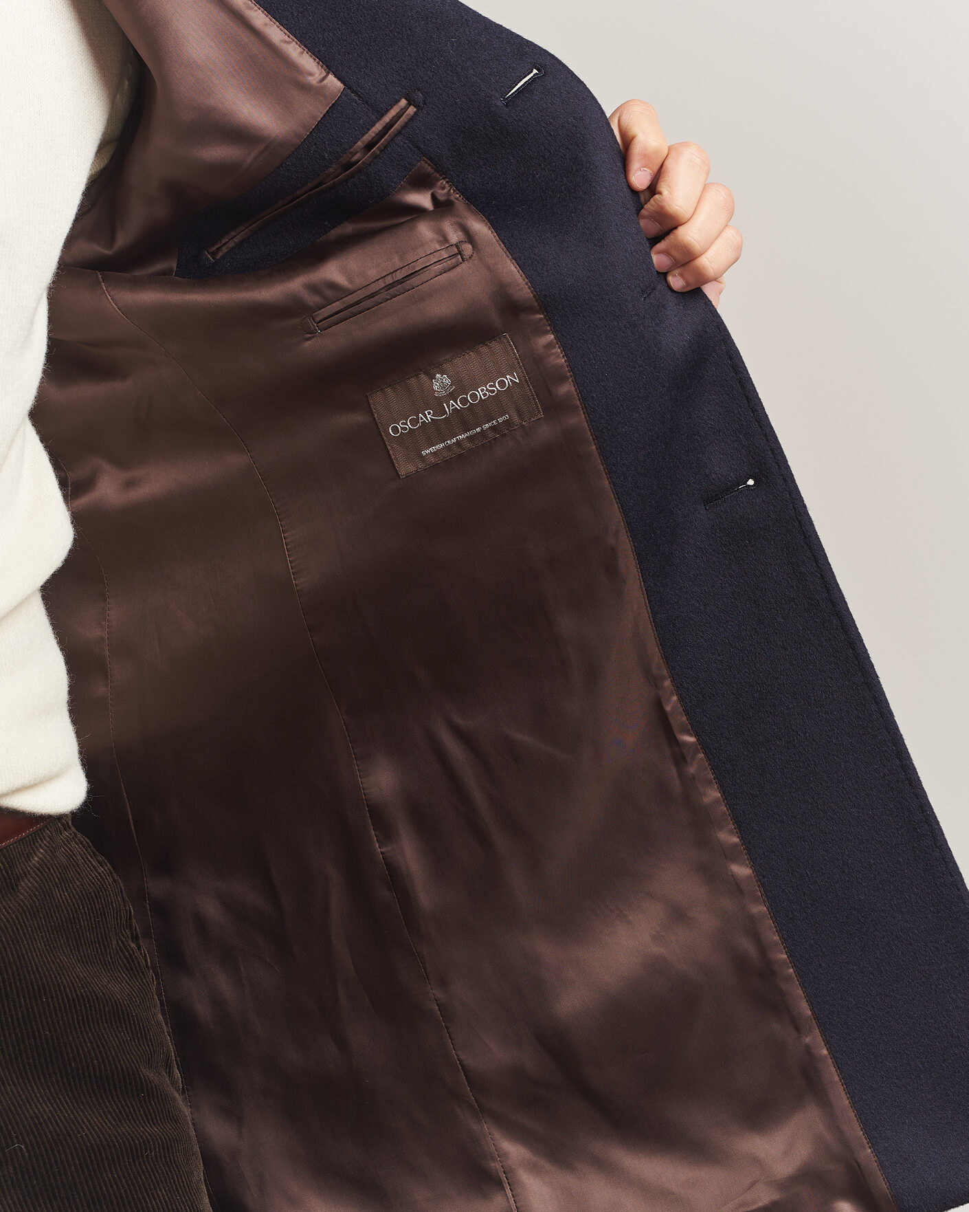 Men | Coats & Jackets | Oscar Jacobson | Single Breasted Wool Coat Navy