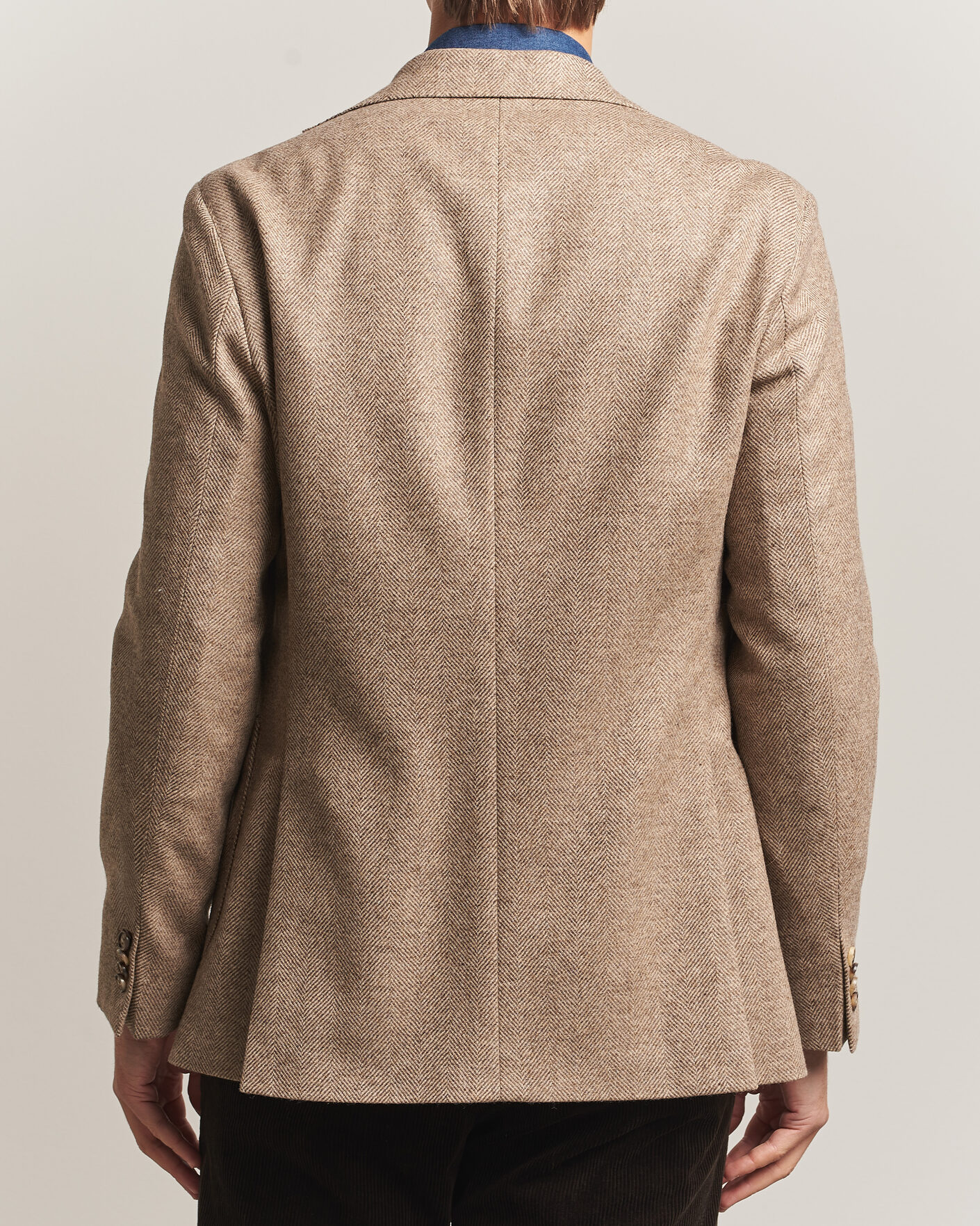 Men | Blazers | Oscar Jacobson | Fogerty Herringbone Wool Blazer Beige