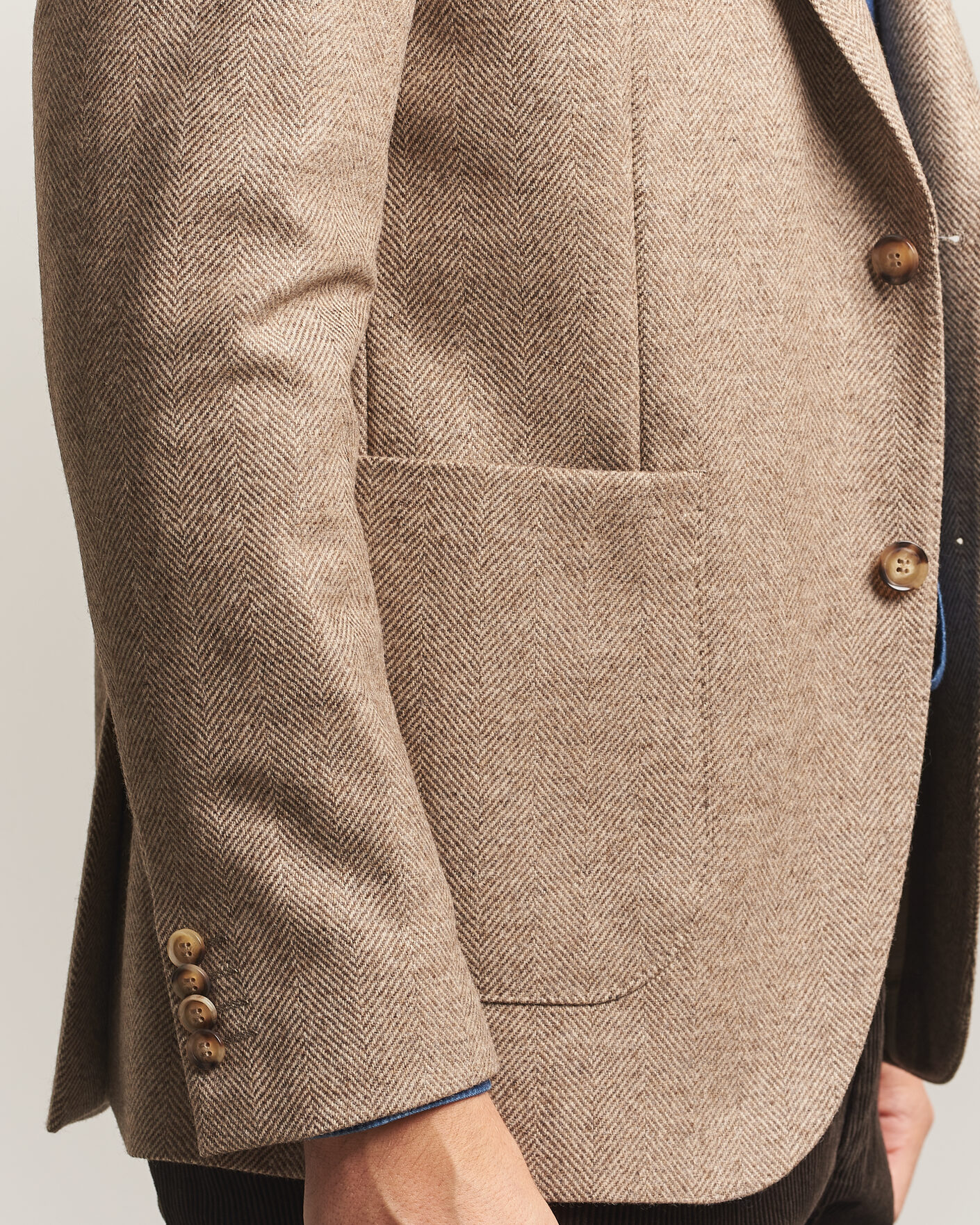 Men | Blazers | Oscar Jacobson | Fogerty Herringbone Wool Blazer Beige